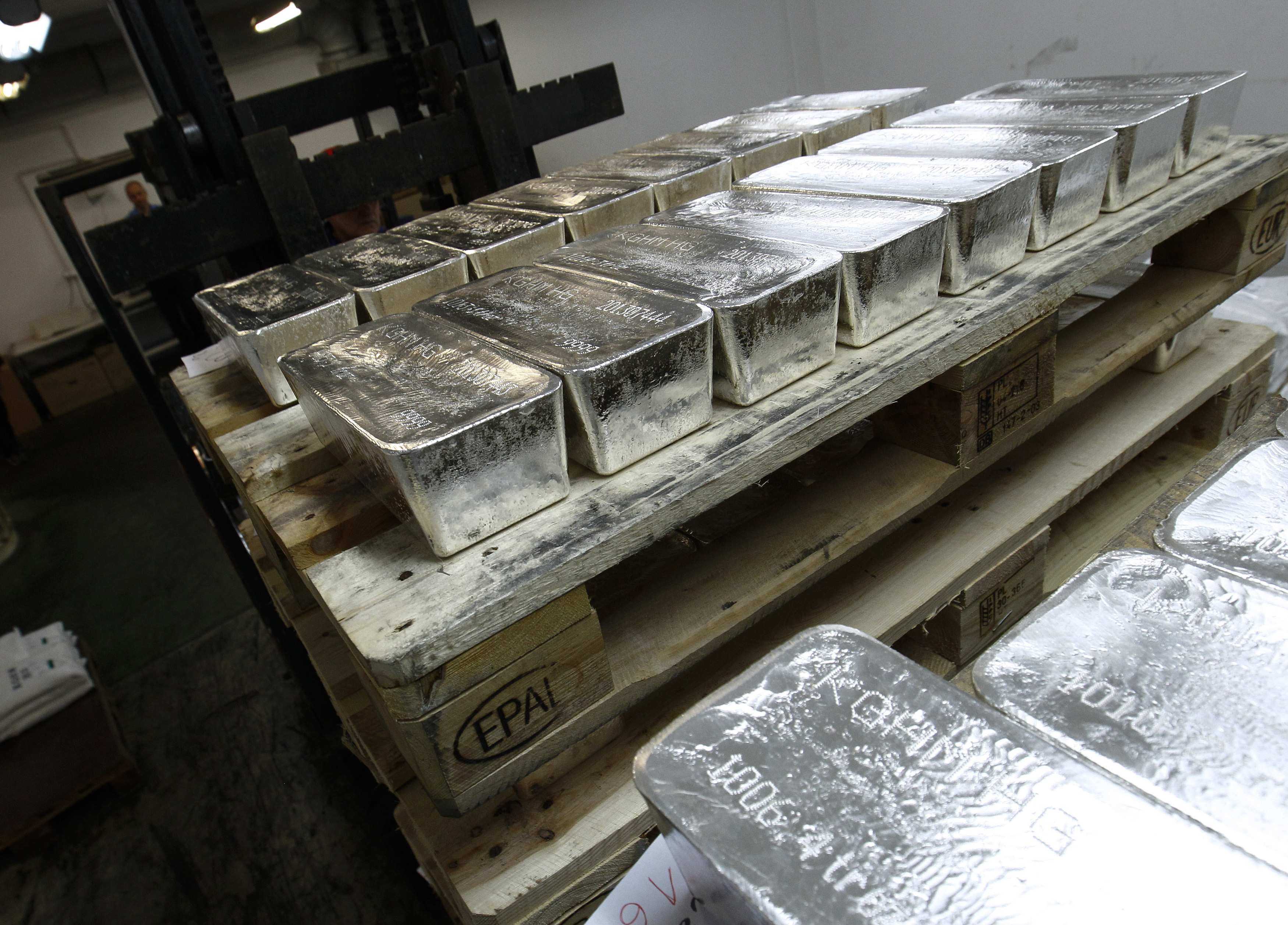 Bars of silver are stacked at a processing plant in Glogow, Poland. Spot silver briefly surpassed US$80 an ounce for the first time in December. Photo: Reuters