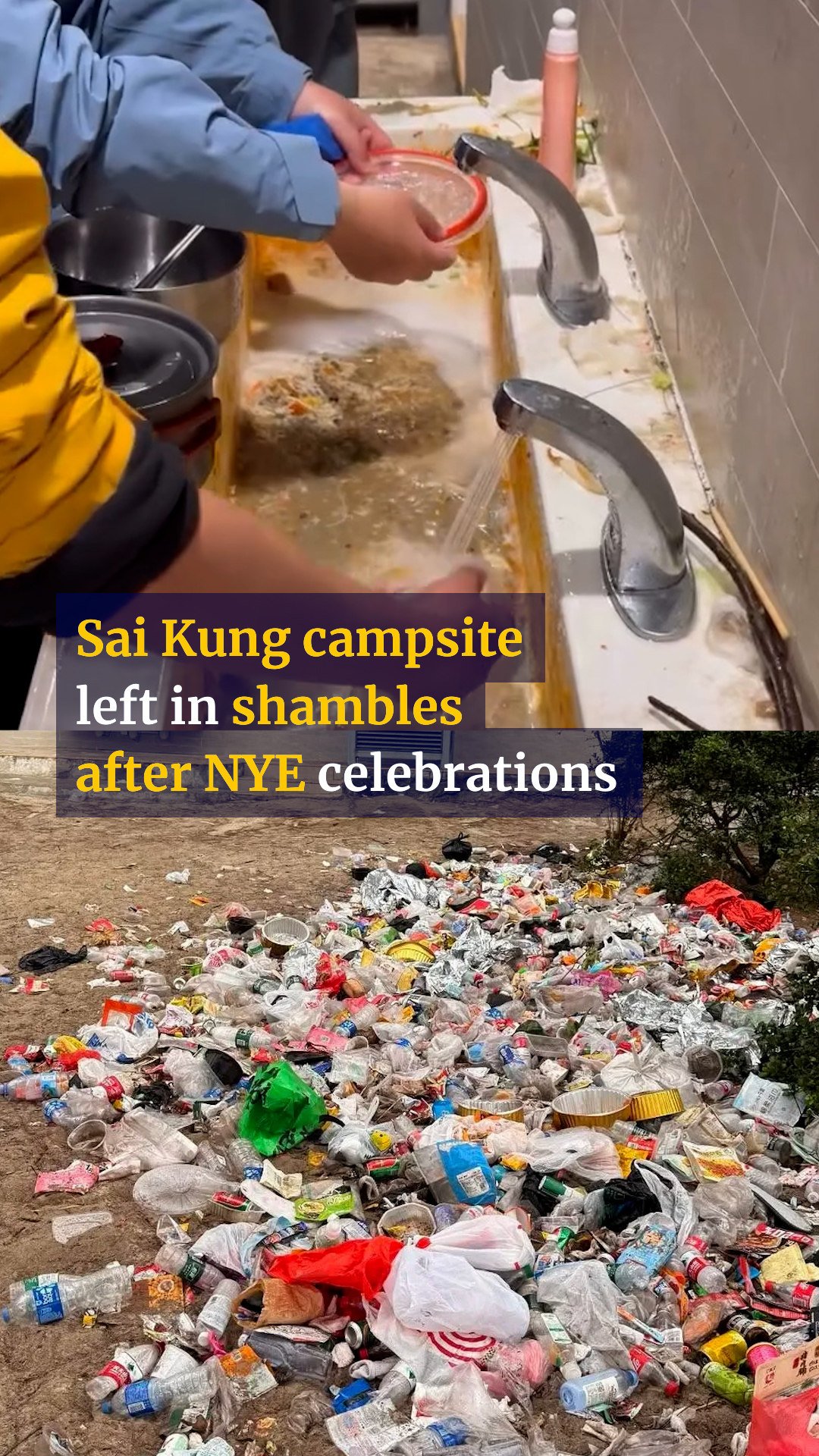 Sai Kung campsite left in shambles after NYE celebrations. Photo: SCMP