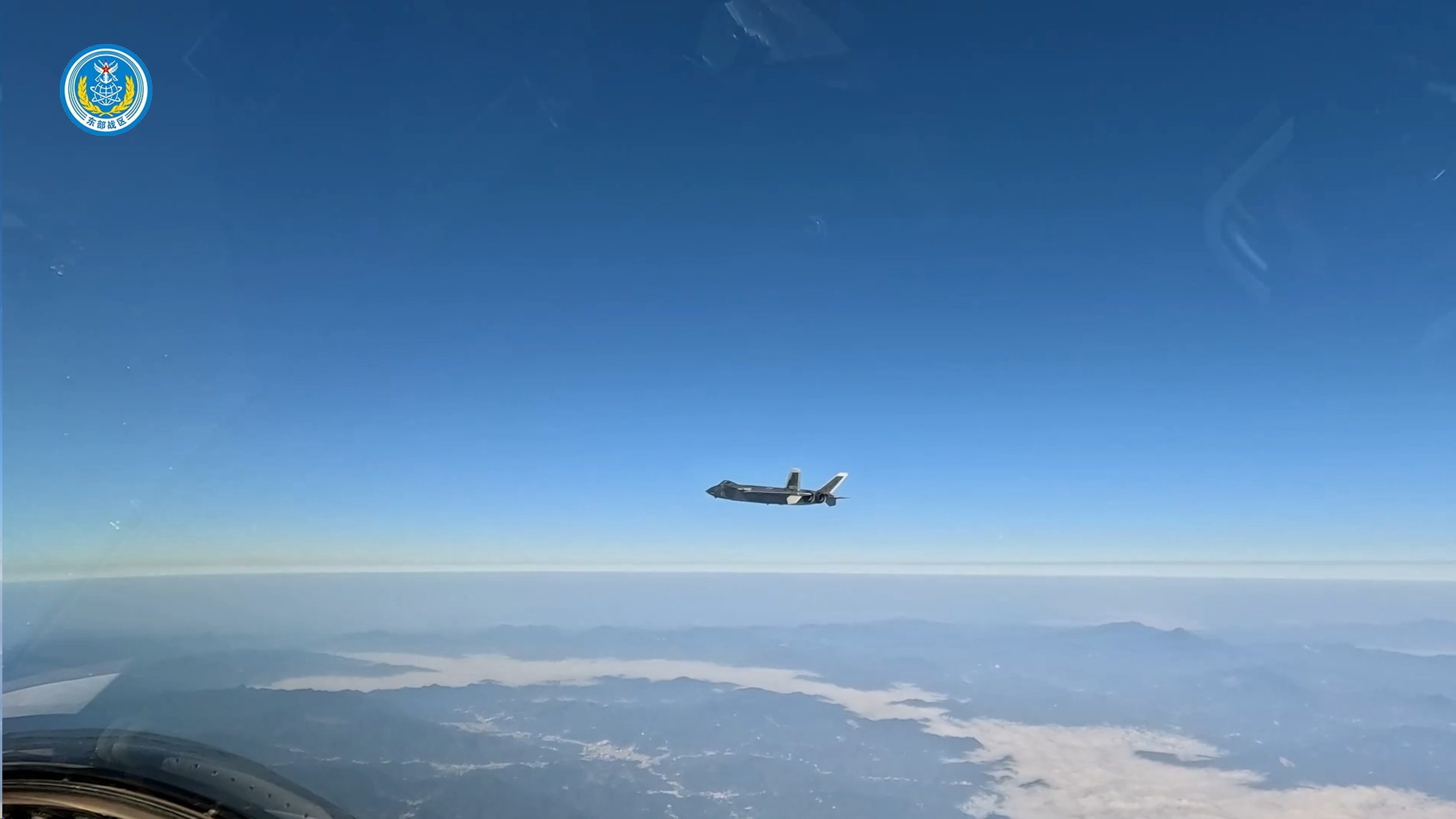 A J-20 fighter appears in a video released by the  People’s Liberation Army on Tuesday, the second day of the “Justice Mission 2025” joint military drill near Taiwan. Photo: PLA Eastern Theatre Command