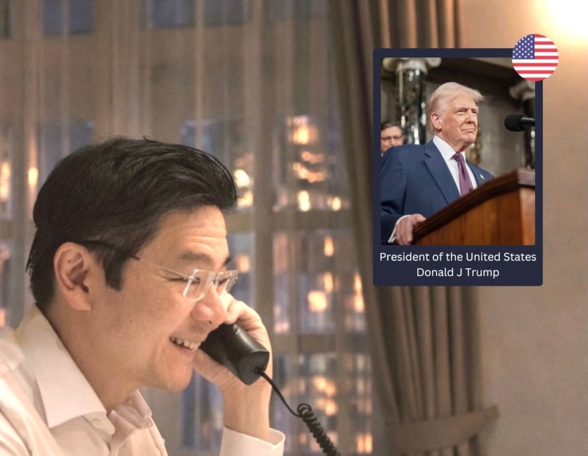 Singapore Prime Minister Lawrence Wong spoke with US President Donald Trump on Friday. Photo: Facebook/Lawrence Wong