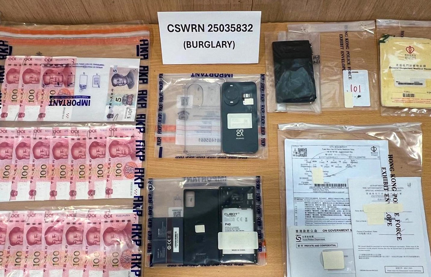 Police recovered some stolen items as part of their investigation into the three cases. Photo: Handout