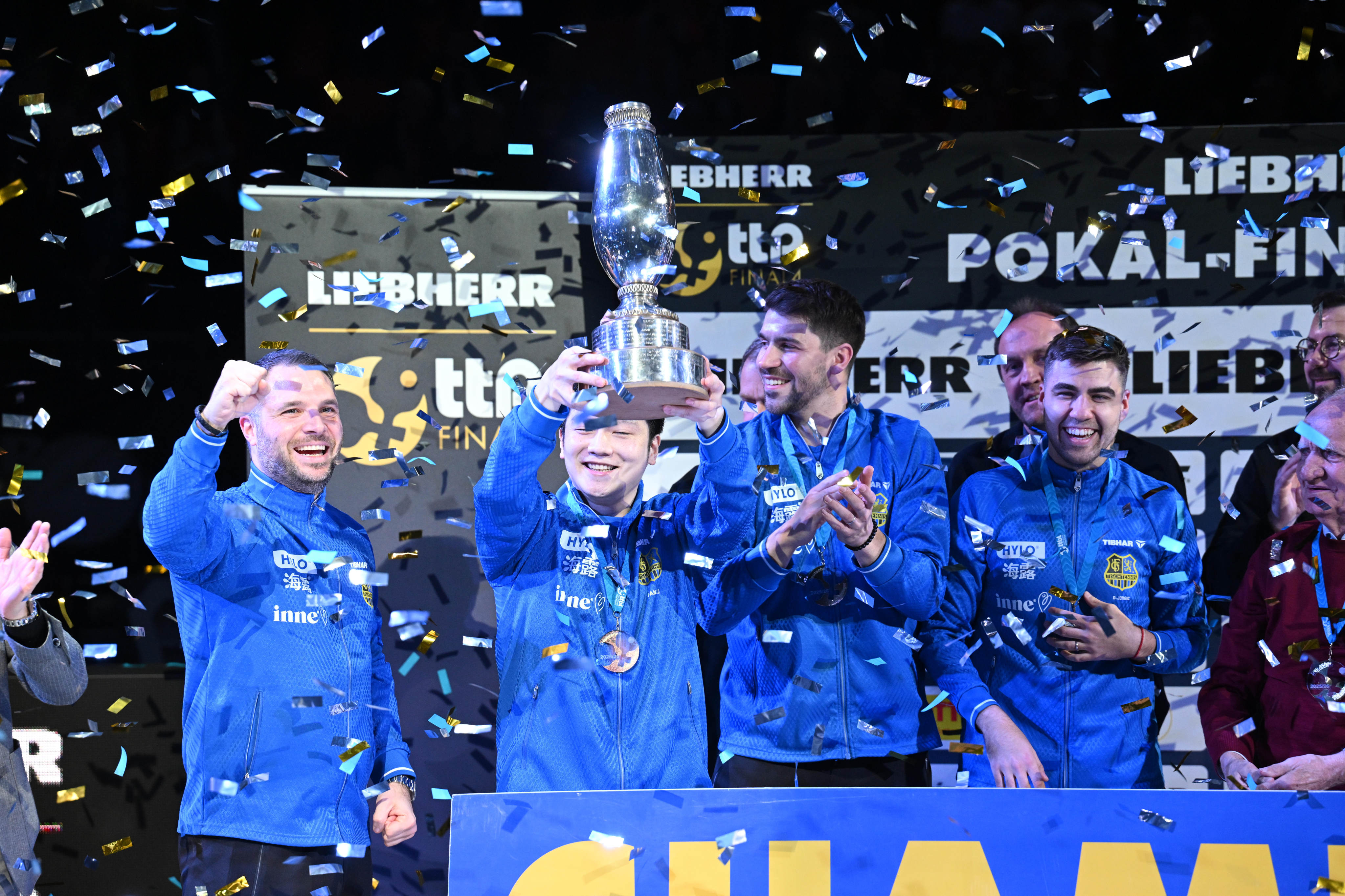 Fan Zhendong won his first overseas club title with 1. FC Saarbrucken in Germany. Photo: Xinhua