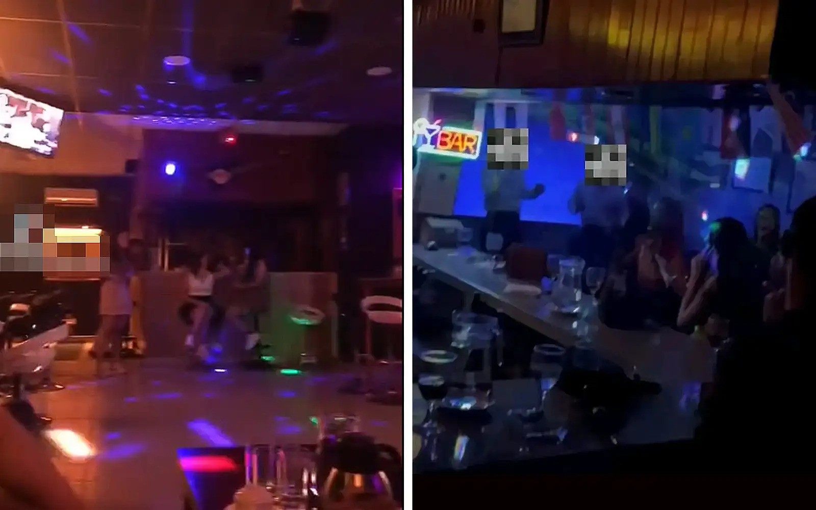 Screengrabs from a video purporting to show women at a bar in a military base. Photo: 
Tiktok/tegak.kebenaran