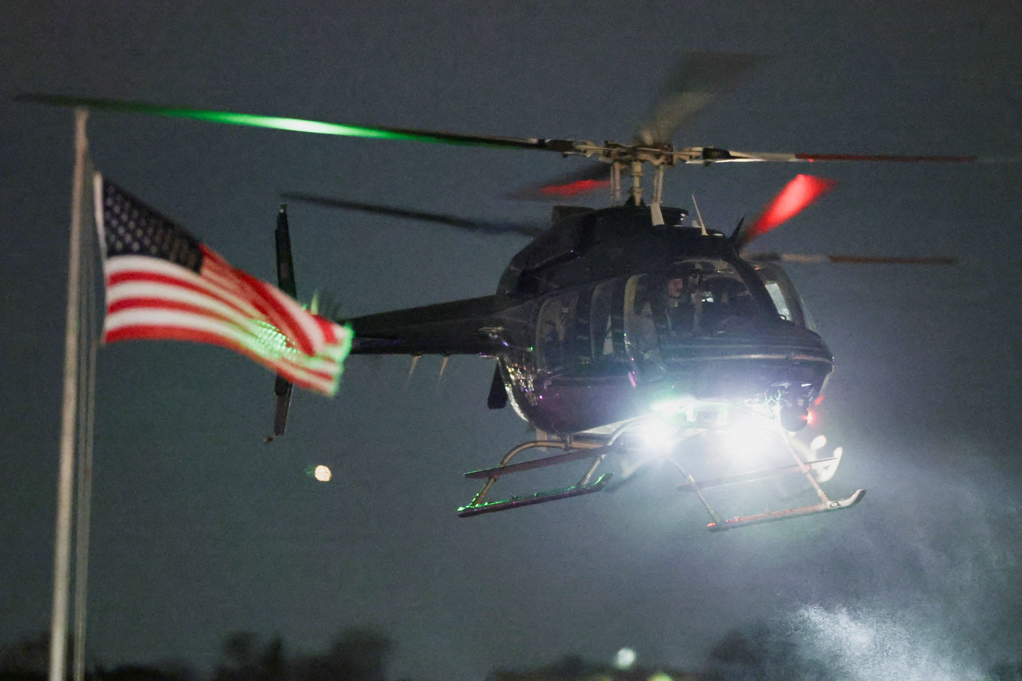 A helicopter carrying Venezuela’s deposed leader Nicolas Maduro and his wife, Cilia Flores, arrives in New York on Saturday. Photo: Reuters