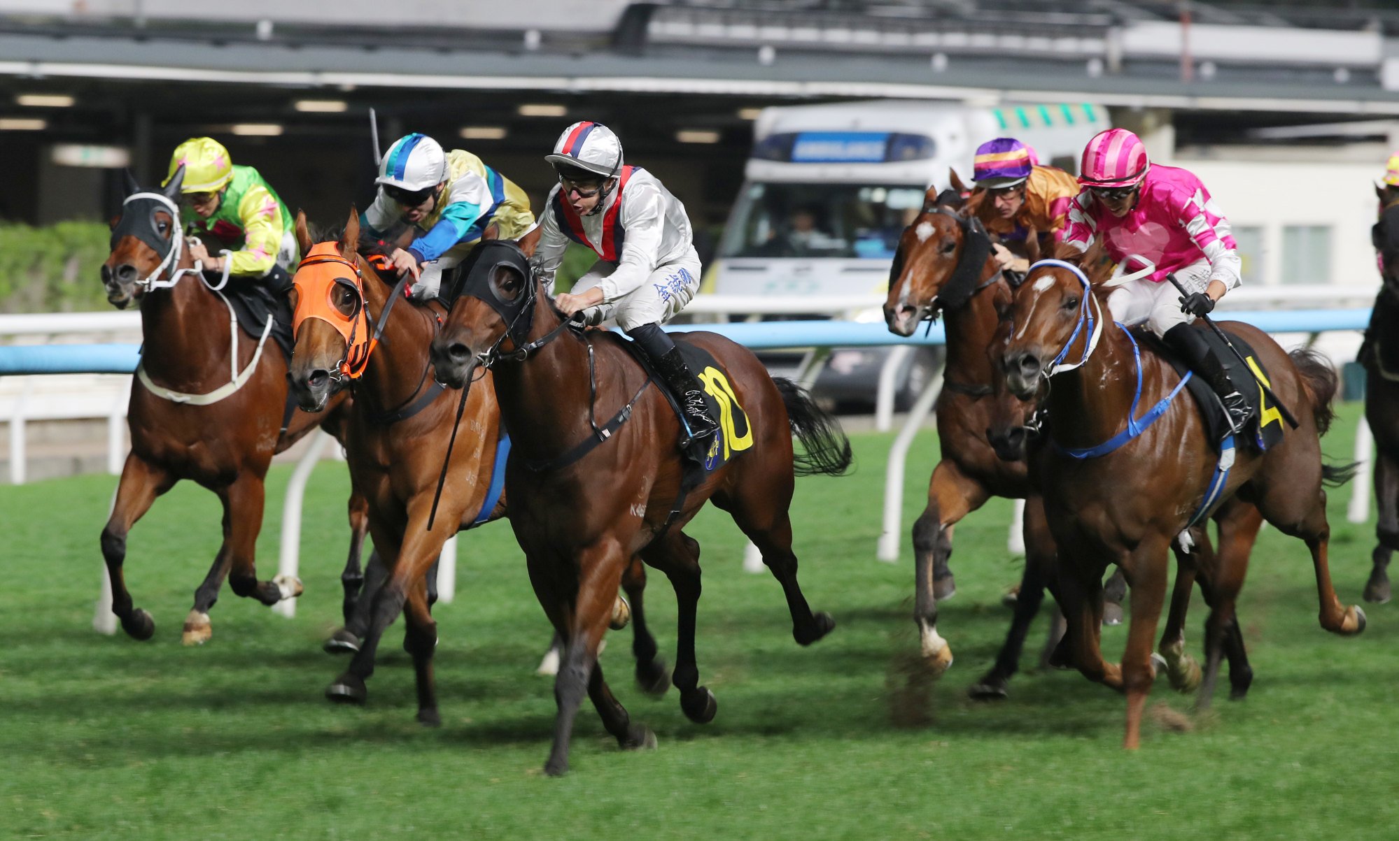Love Together (outside) runs second to Blue Illusion at the Valley.