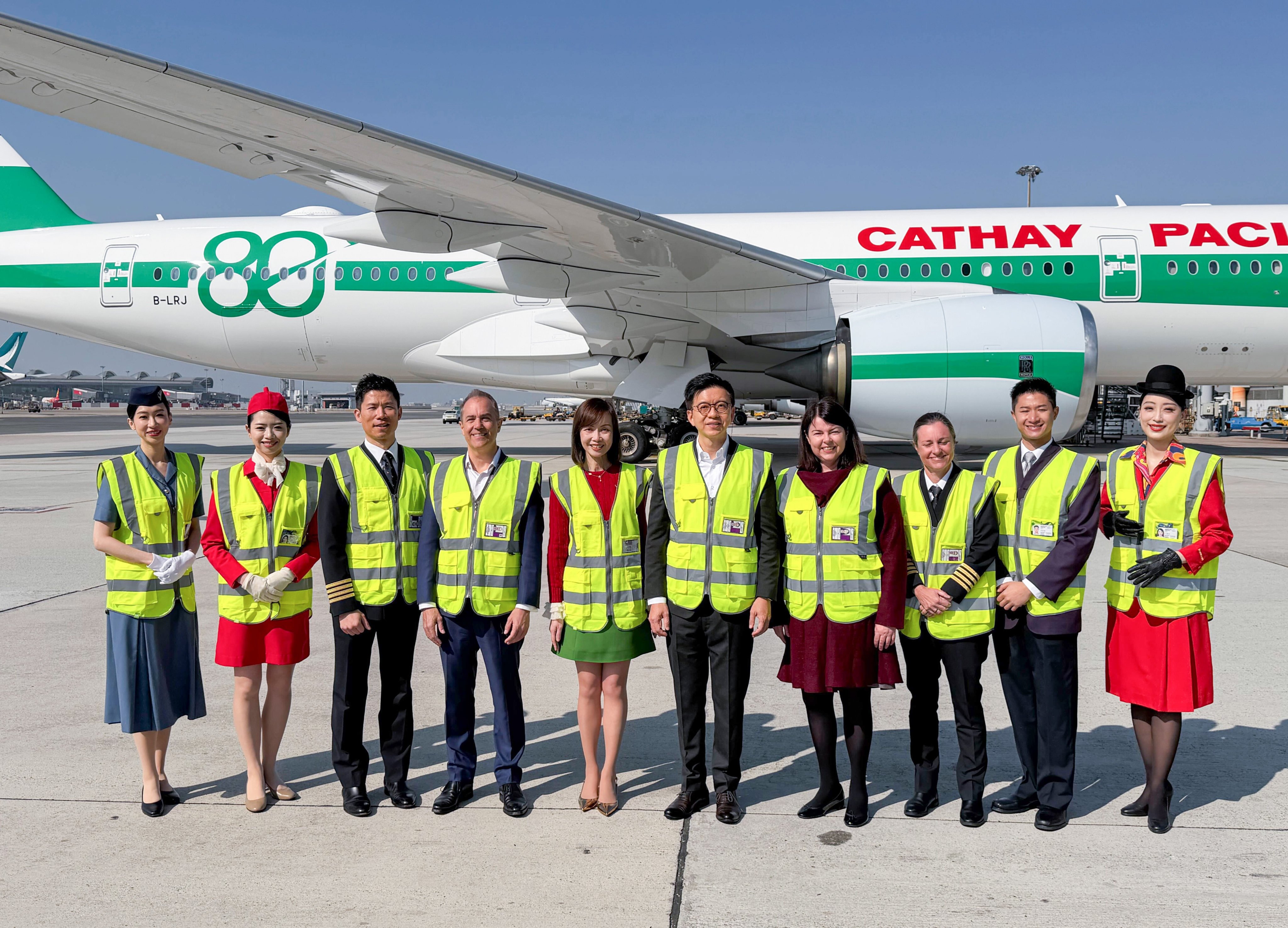 Cathay Group CEO Ronald Lam (fifth from right) has unveiled  80th anniversary events. Photo: Oscar Liu