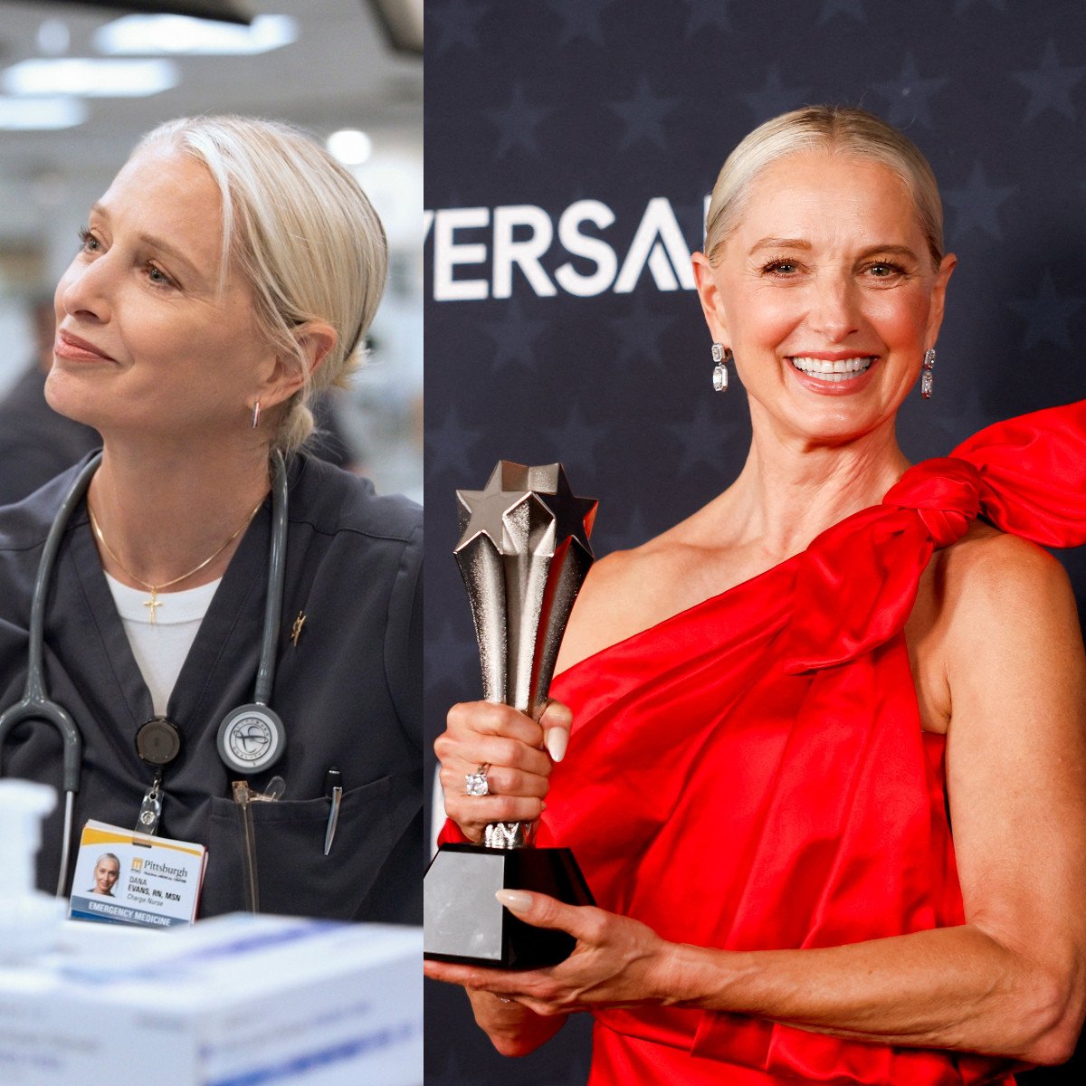 Katherine LaNasa just won a Critics’ Choice Award for her role in The Pitt. Photos: AP, Reuters