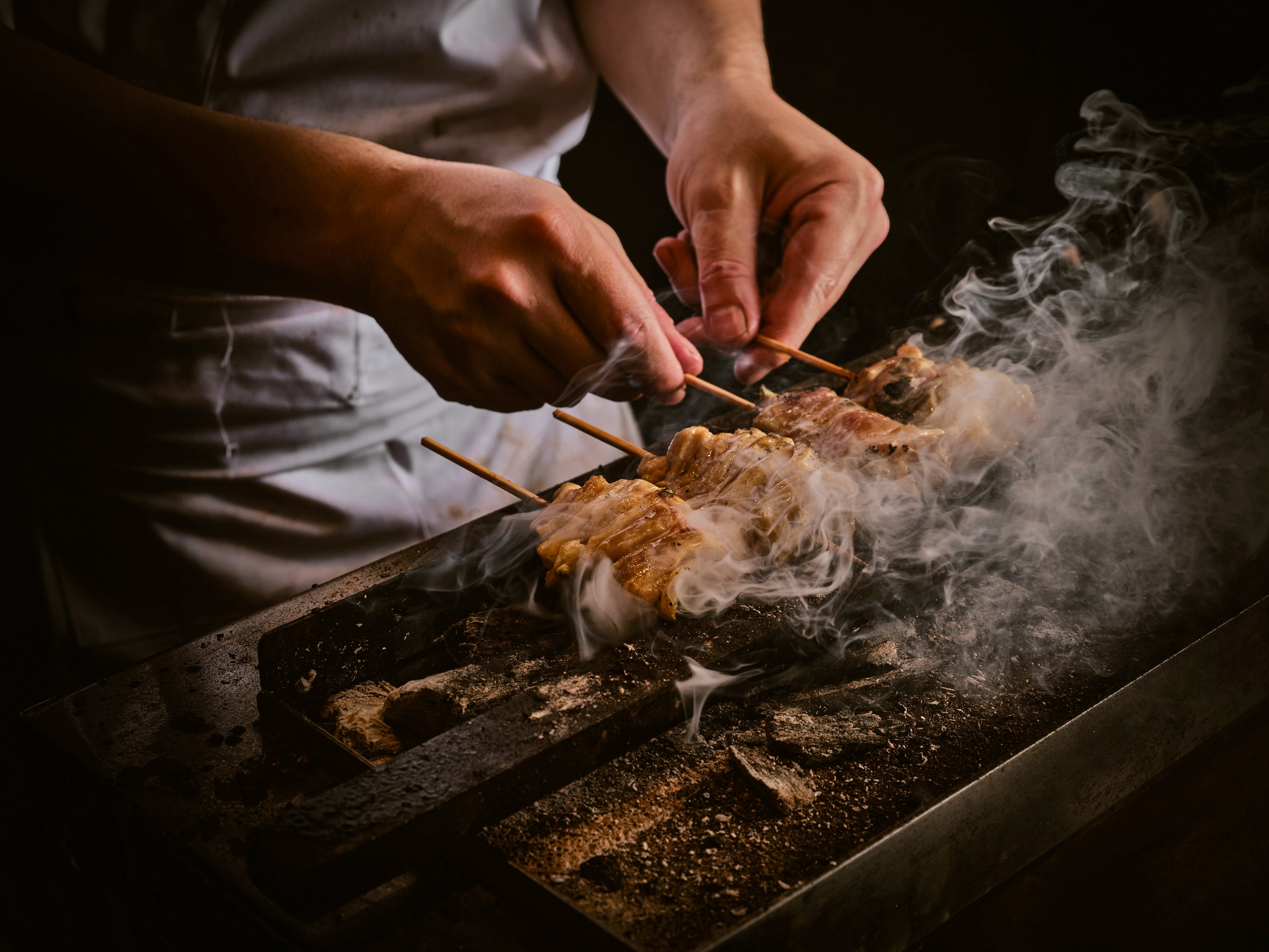 Chef Yoshiteru Ikegawa uses Kishu binchotan, a revered type of charcoal from Wakayama prefecture. Photo: courtesy Torikaze