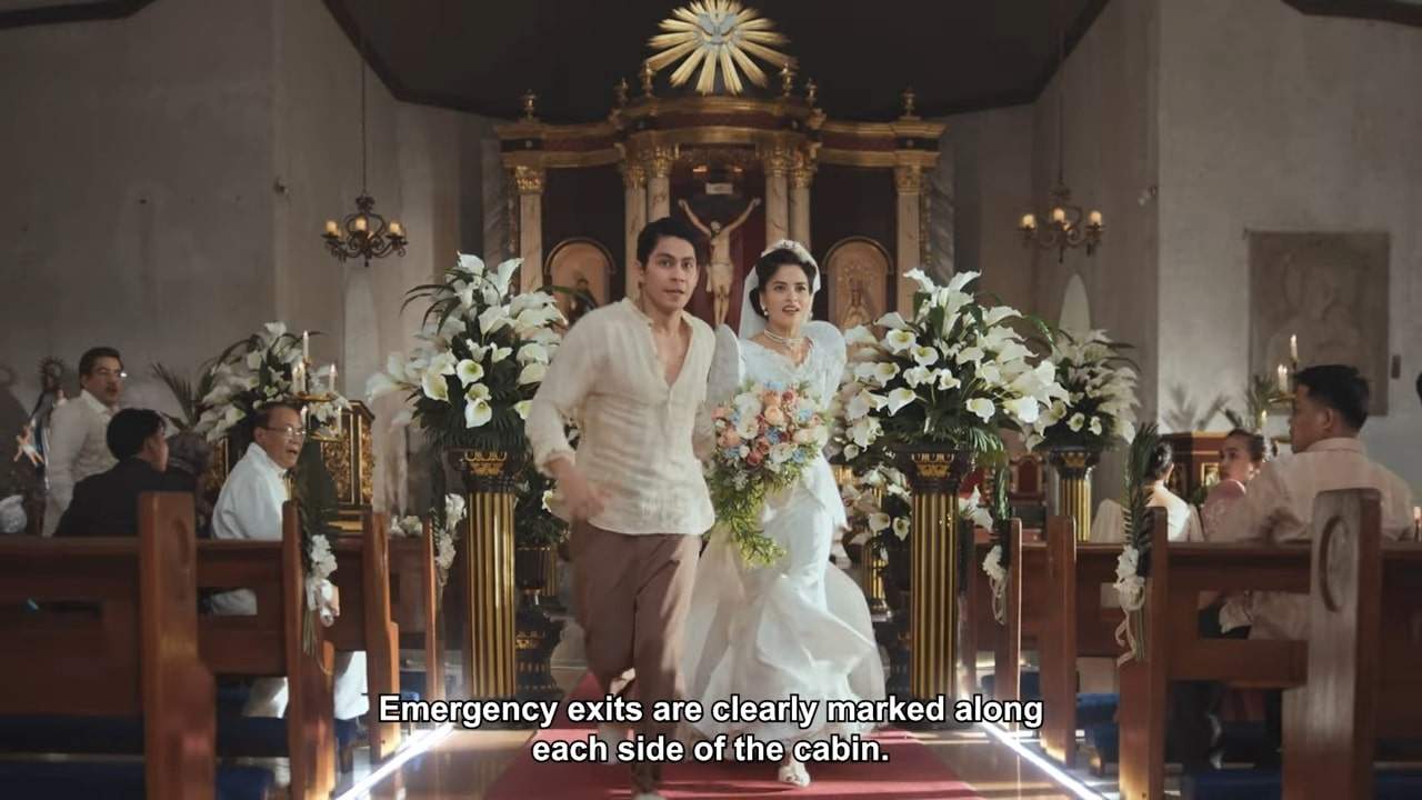 Screenshot from Philippine Airlines’ new soap opera-styled safety video. Photo: Philippine Airlines