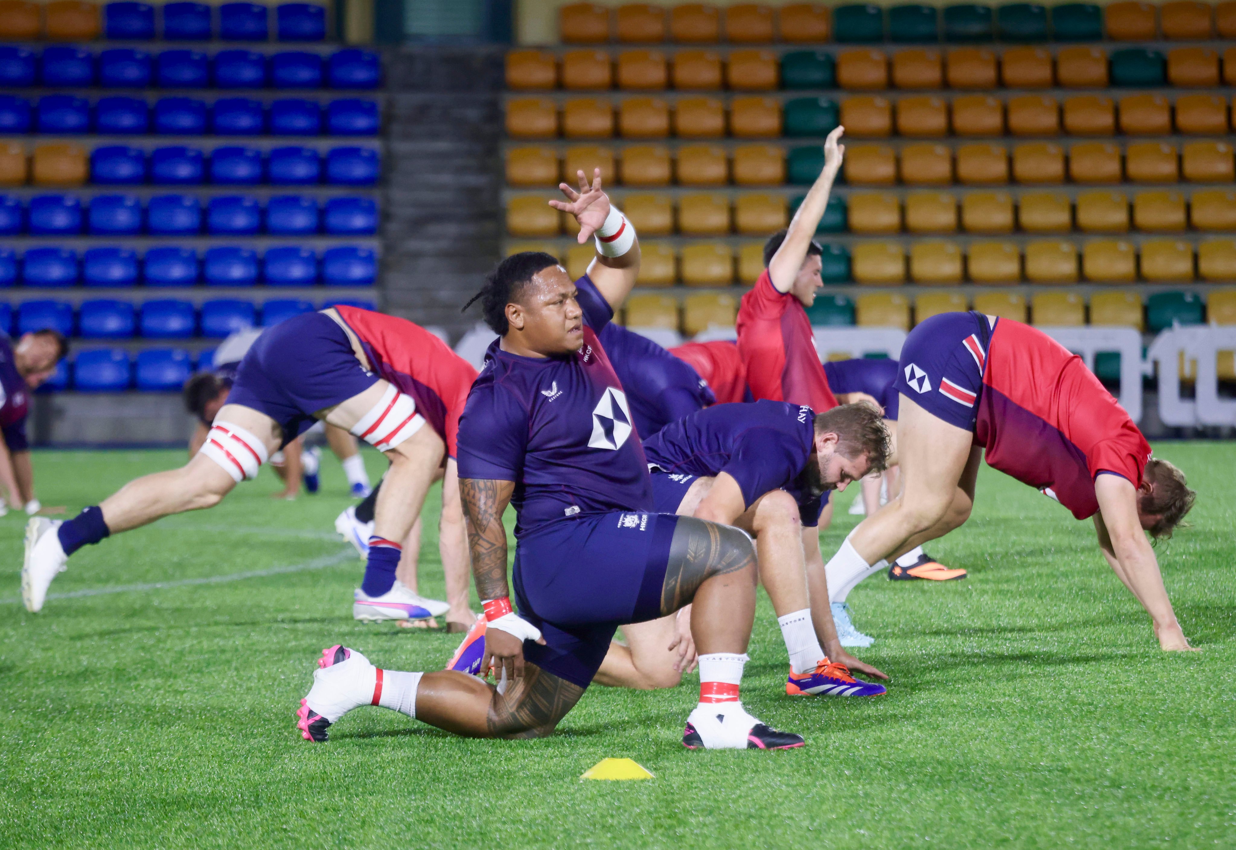 Faizal Solomona Penesa at a rugby training session. Photo: Jonathan Wong