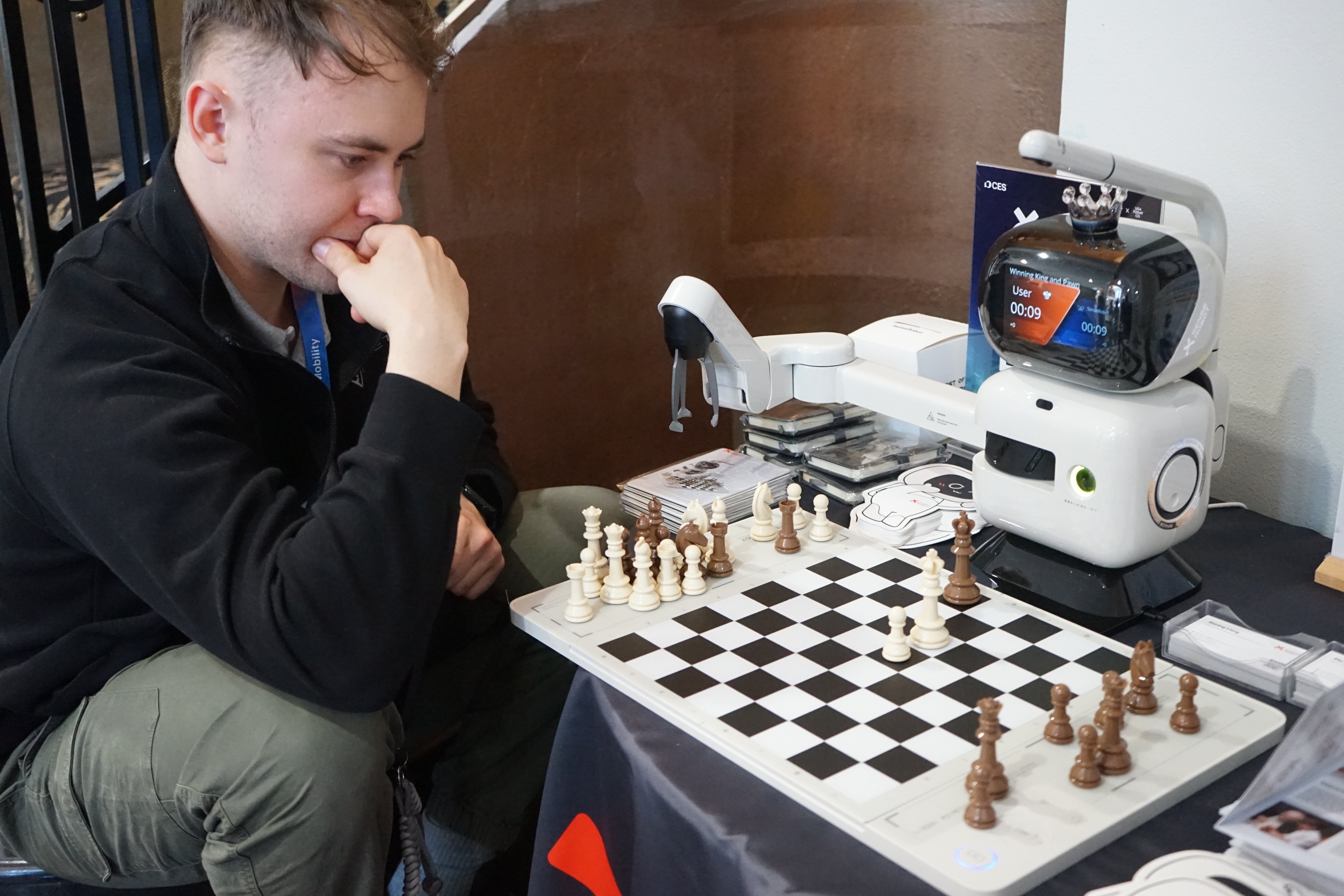 A man plays chess with an AI-powered chess robot at the exhibition area of Chinese company SenseRobot at a pre-show event of the 2026 Consumer Electronics Show (CES) in Las Vegas, US, on January 5. Photo: Xinhua