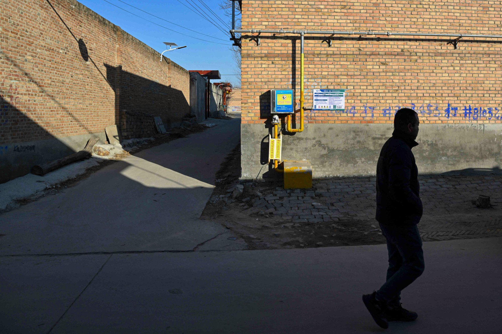 Natural gas pipes at a property in Baoding, in the northern province of Hebei. Photo: AFP