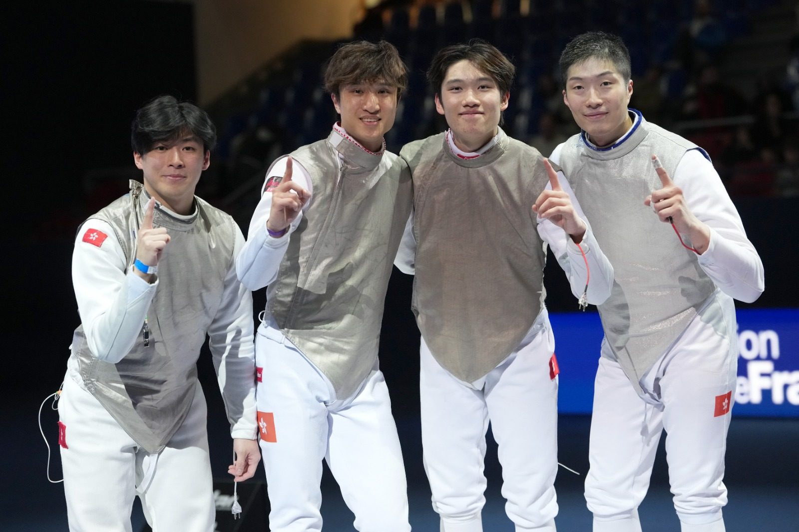 Hong Kong’s golden team (from left) Cheng Tit-nam, Ryan Choi, Lam Ho-long, Cheung Ka-long. Photo: FIE