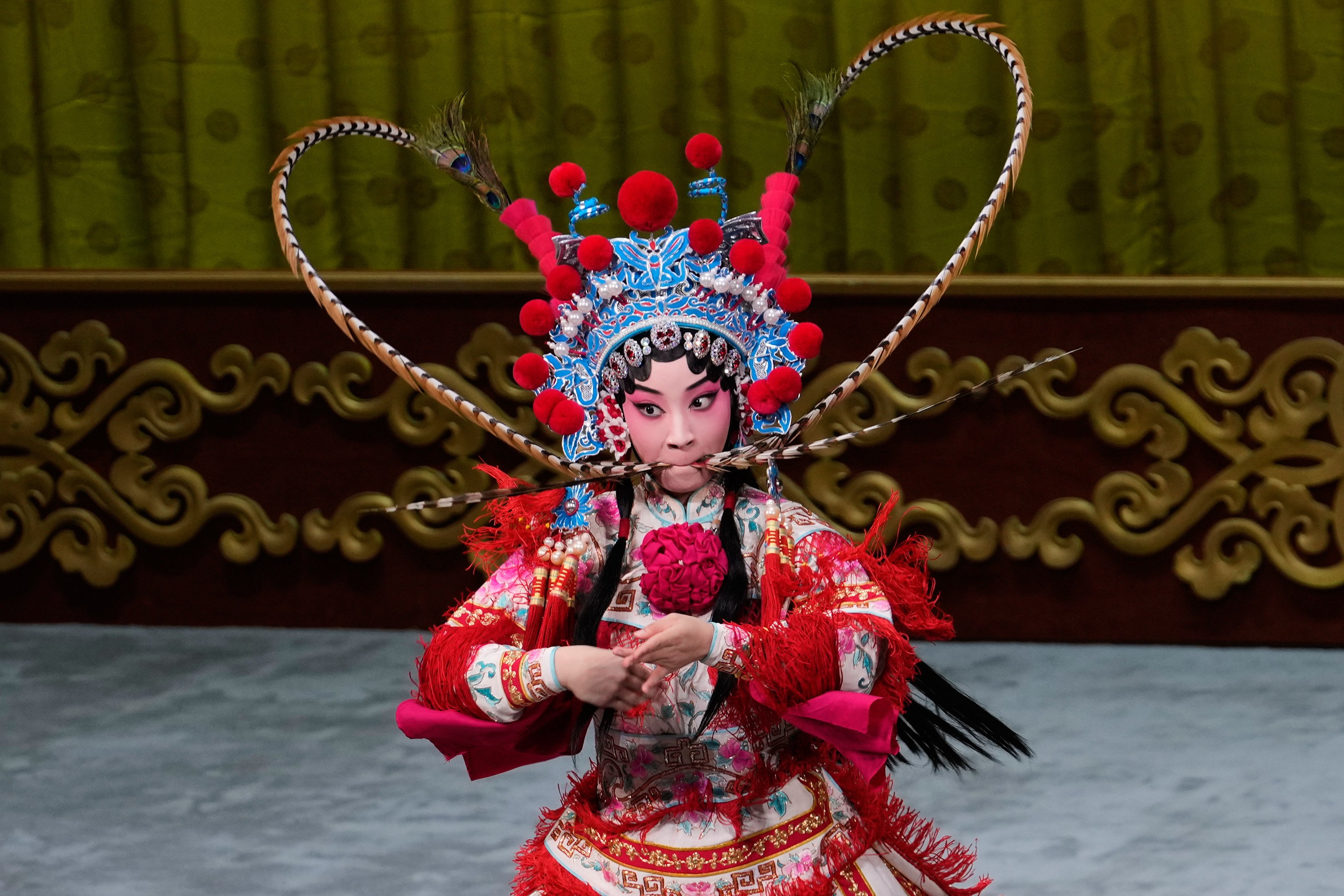 Peking Opera actress Zhang Wanting performs during a show at Jixiang Theatre in Beijing, China in September 2025. Photo: AP