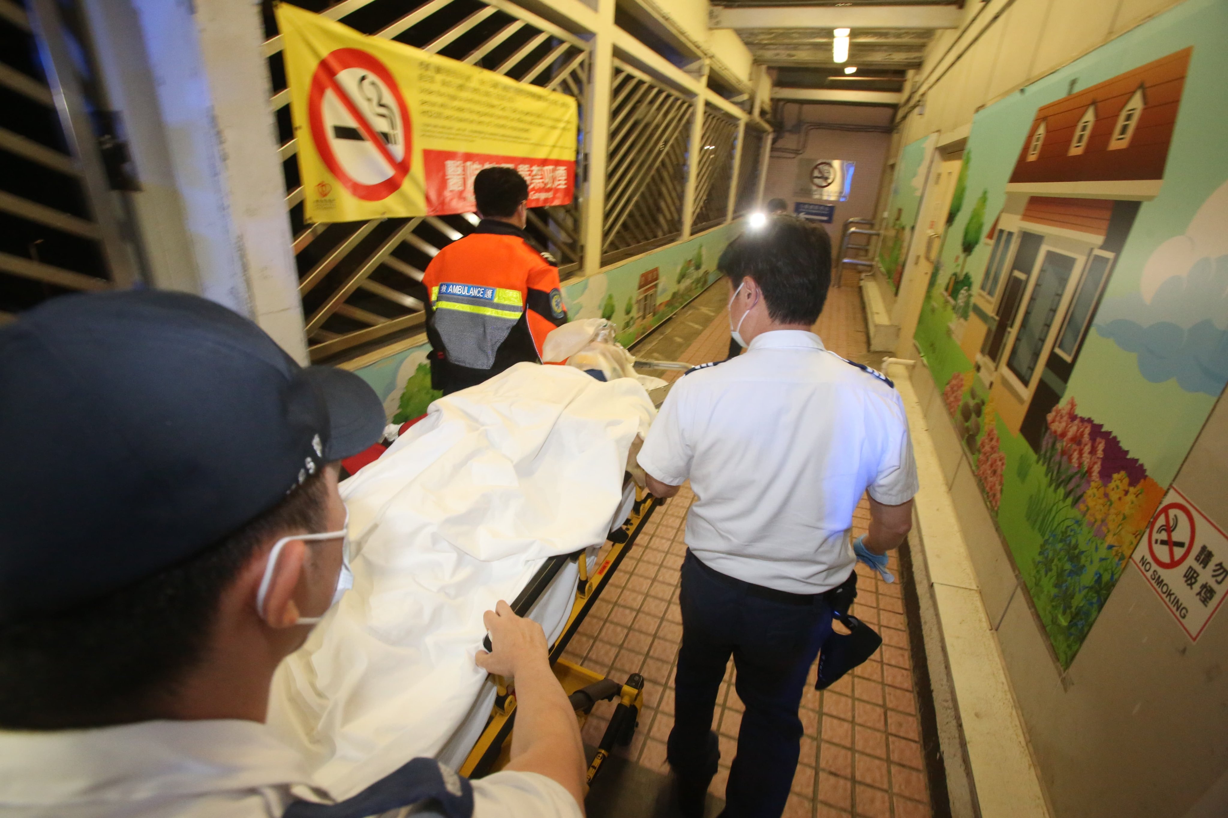 The blast victim is rushed to hospital. Photo: Handout