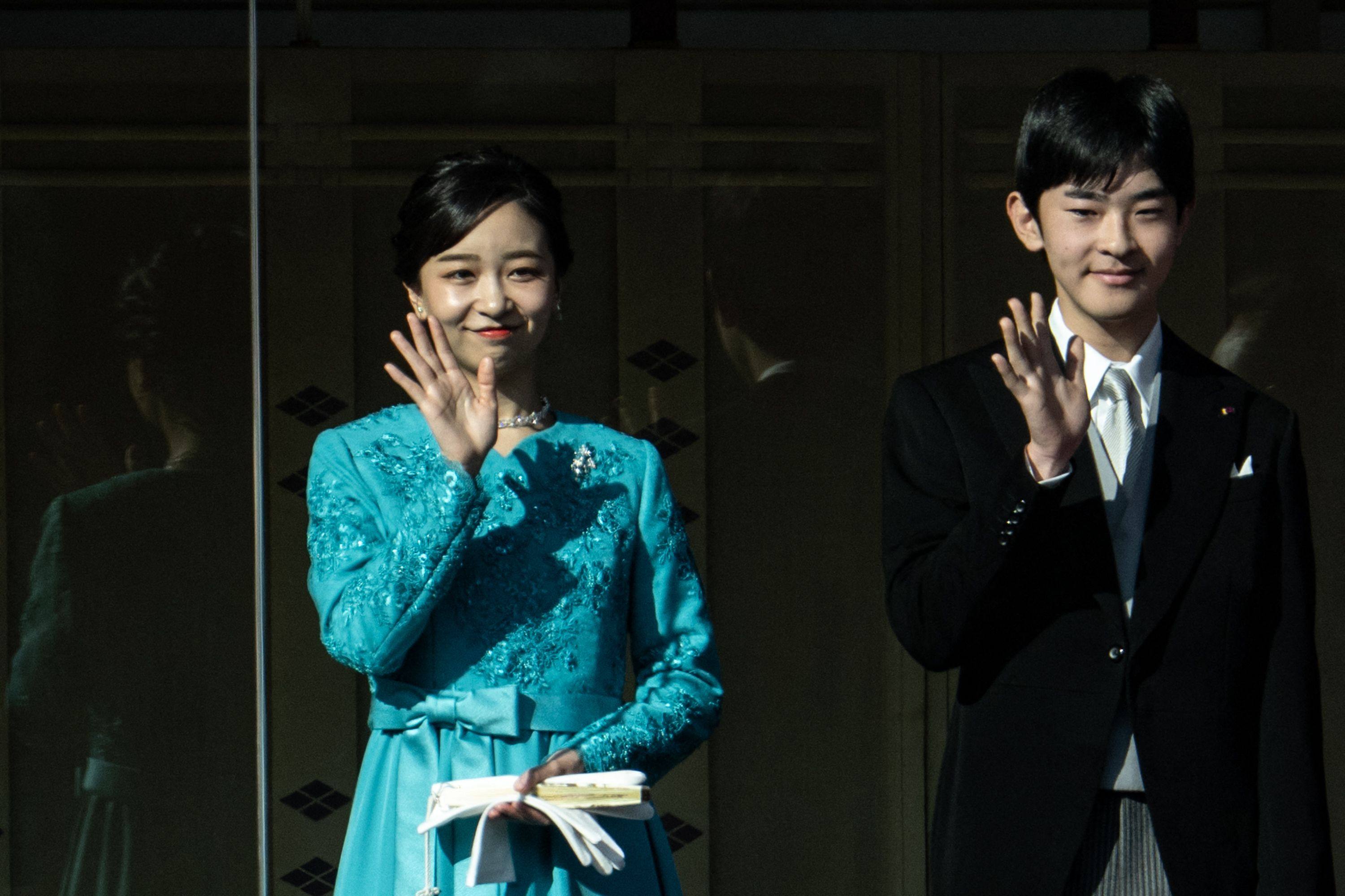 Princess Kako (left) and her brother Prince Hisahito attend the traditional New Year’s greeting ceremony by Japan’s royal family at the Imperial Palace in Tokyo on January 2. Photo: AFP