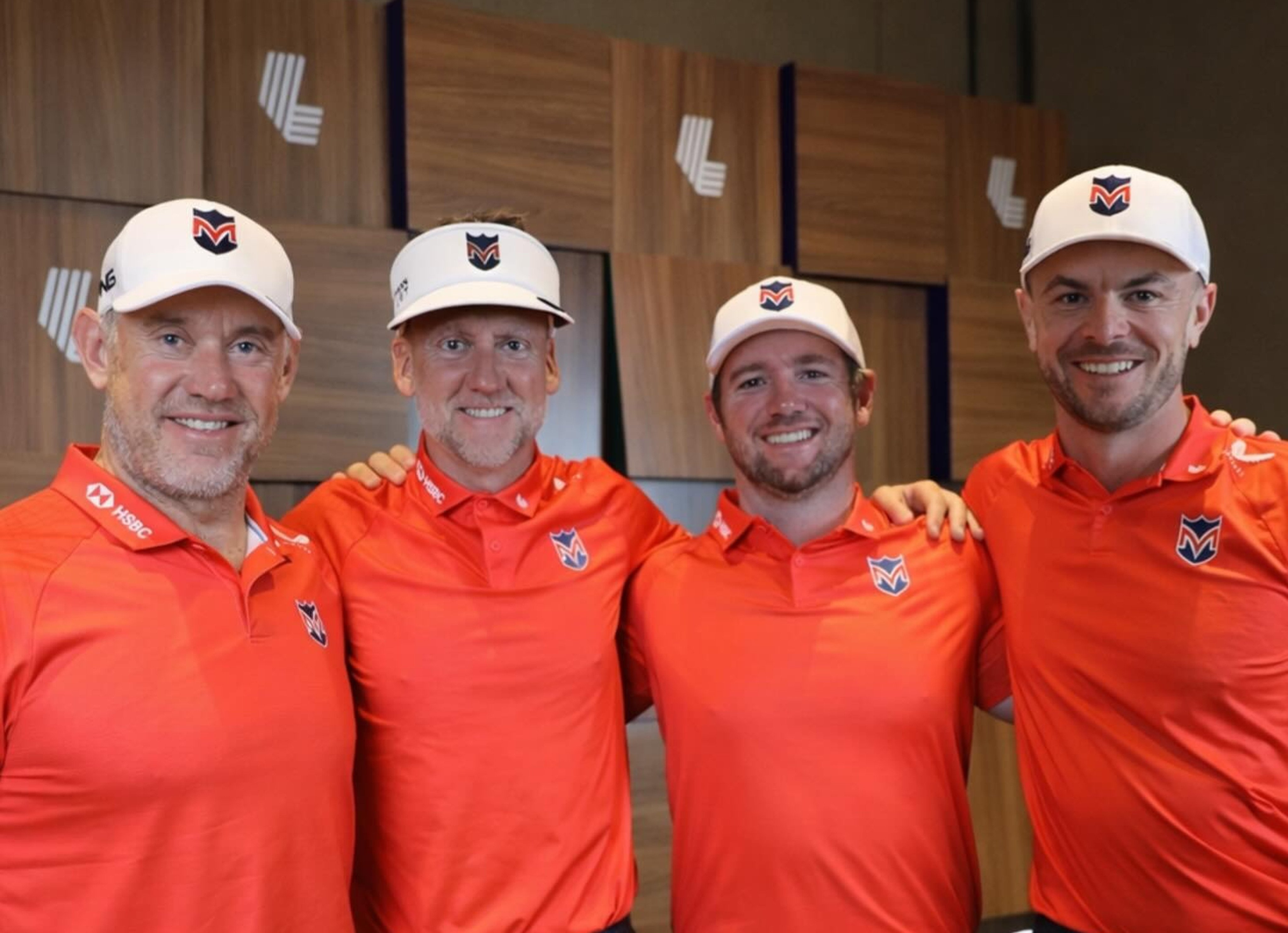 Majesticks’ new look for a new season (from left) Lee Westwood, Ian Poulter, Sam Horsfield, Laurie Canter. Photo: Instagram/majesticksgc