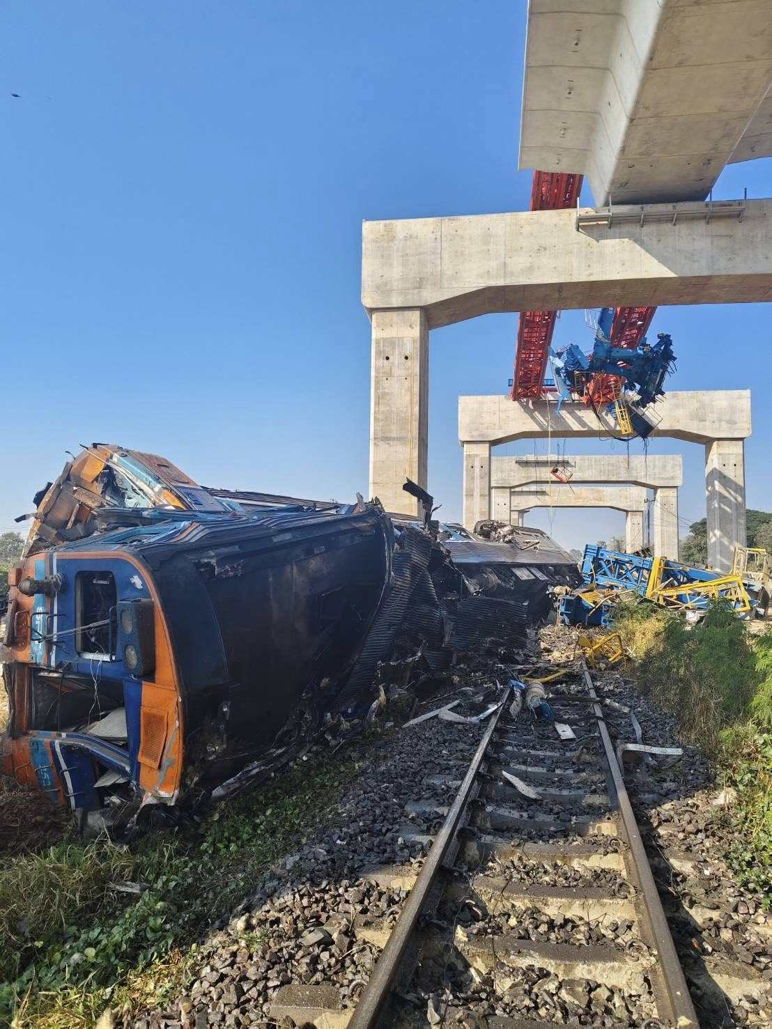 The train accident took place on ‍Wednesday in the Sikhio district of Thailand’s Nakhon ‌Ratchasima province. Photo: Facebook/DDPMNews