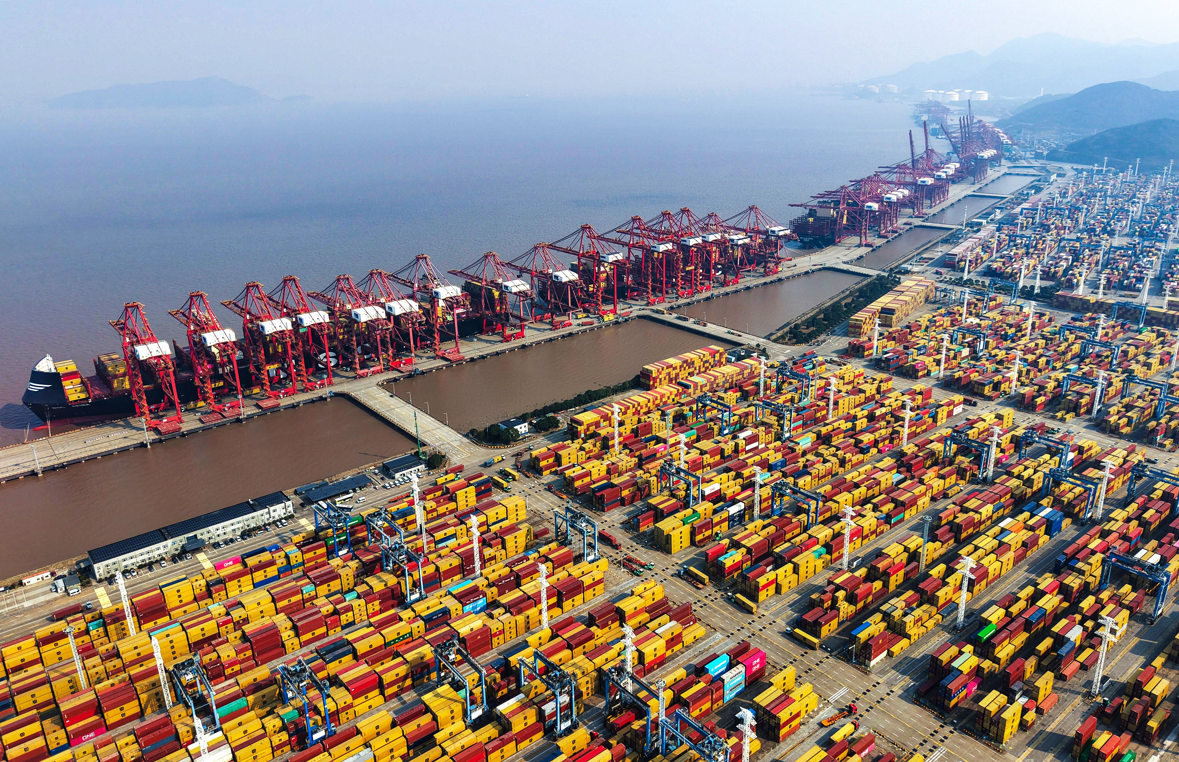 The Ningbo-Zhoushan Port is seen on Thursday in China’s Zhejiang province. The nation’s trade resilience has been attributed to its fastest-growing sectors having limited exposure to the United States. Photo: Xinhua