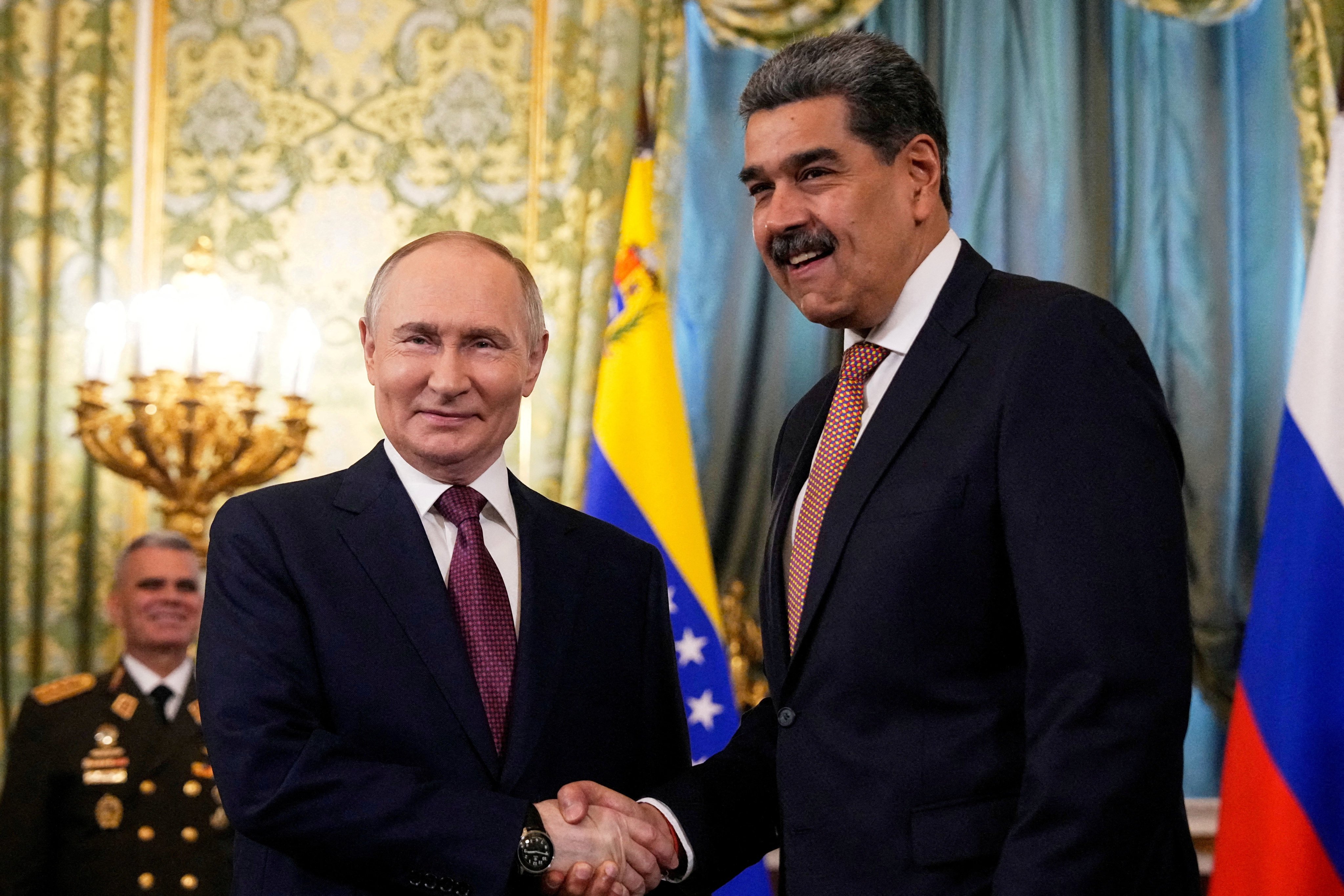 Russian President Vladimir Putin greets Venezuelan President Nicolas Maduro at the Kremlin during their May 2025 meeting in Moscow. Photo: Reuters