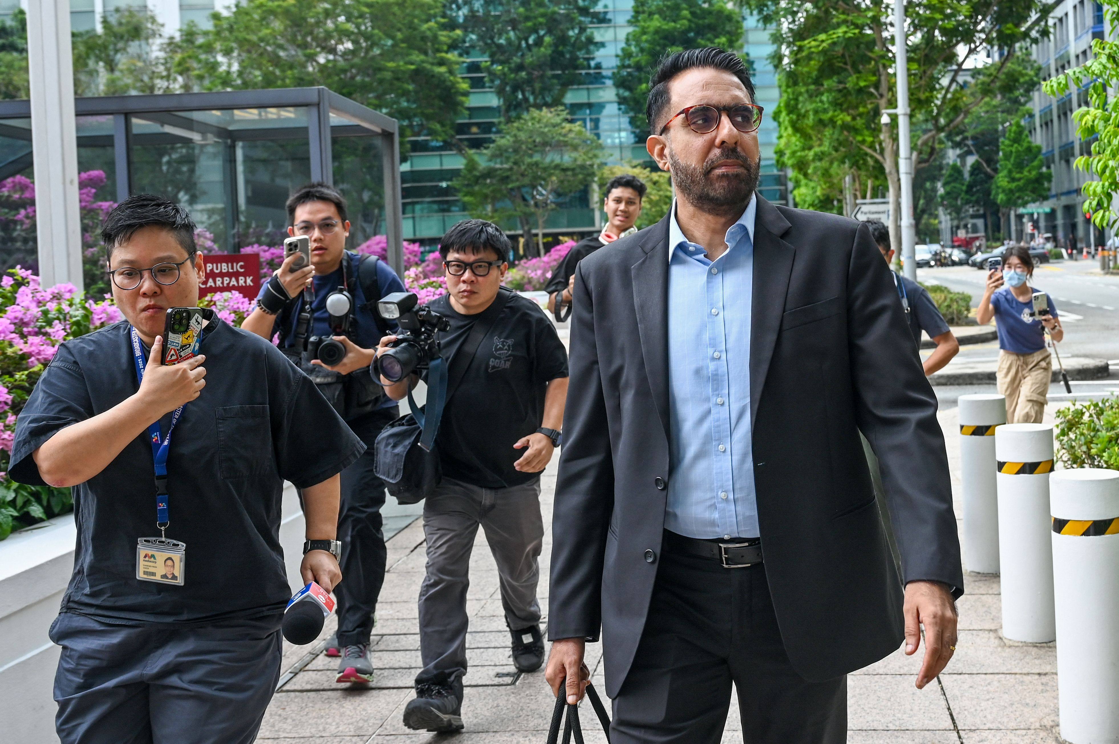 Pritam Singh, secretary general of the Singaporean opposition Workers’ Party, leaves the Supreme Court in November during an appeals hearing against his conviction and sentence for lying to a committee. Photo: AFP