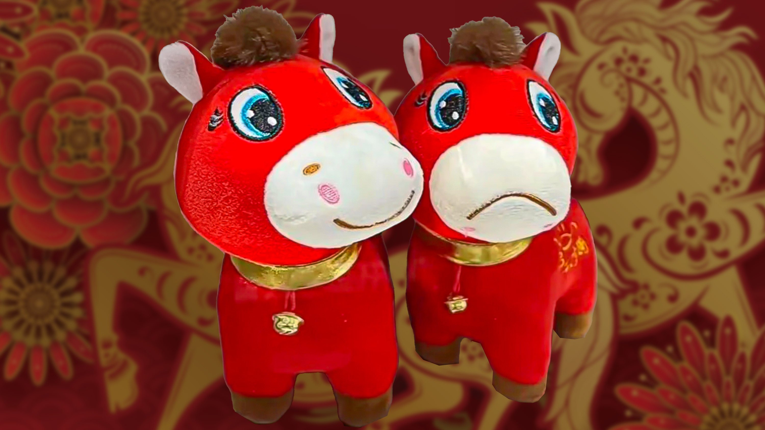 A production error at a Chinese factory led to soft toy horses with pouting mouths, dubbed the “crying face” horse, winning hearts online and boosting sales to tens of thousands daily. Photo: SCMP composite/Shutterstock/RedNote