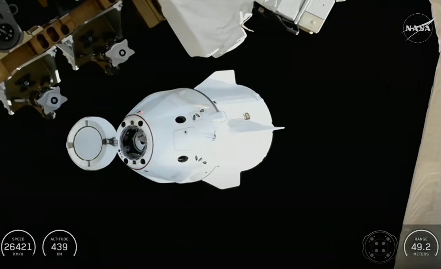 The SpaceX Dragon departing from the International Space Station. Photo: Nasa via AP