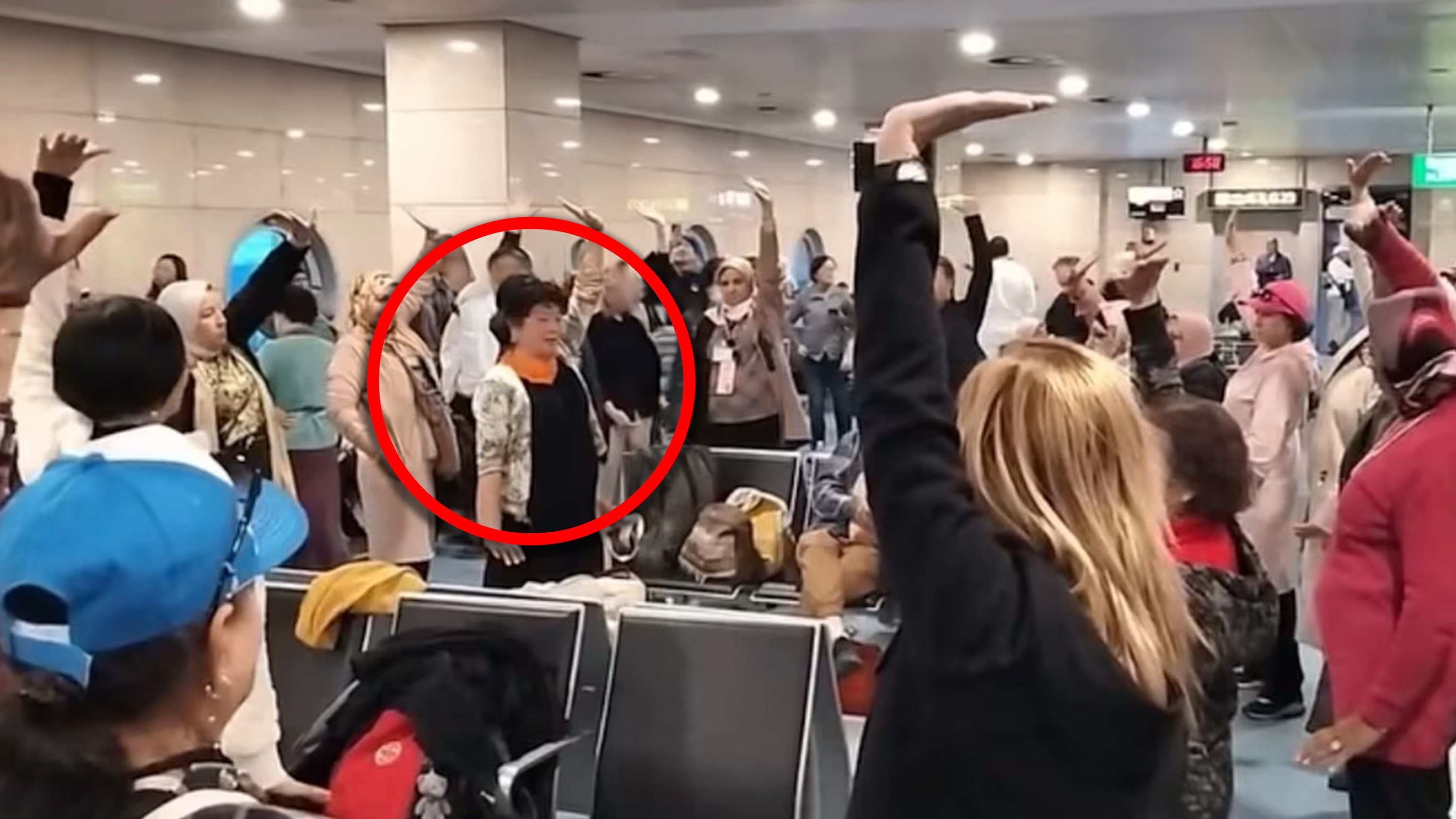 A video of Chinese aunties teaching qigong exercises to fellow passengers at Cairo Airport went viral after their flight was delayed for more than five hours. Photo: Weibo