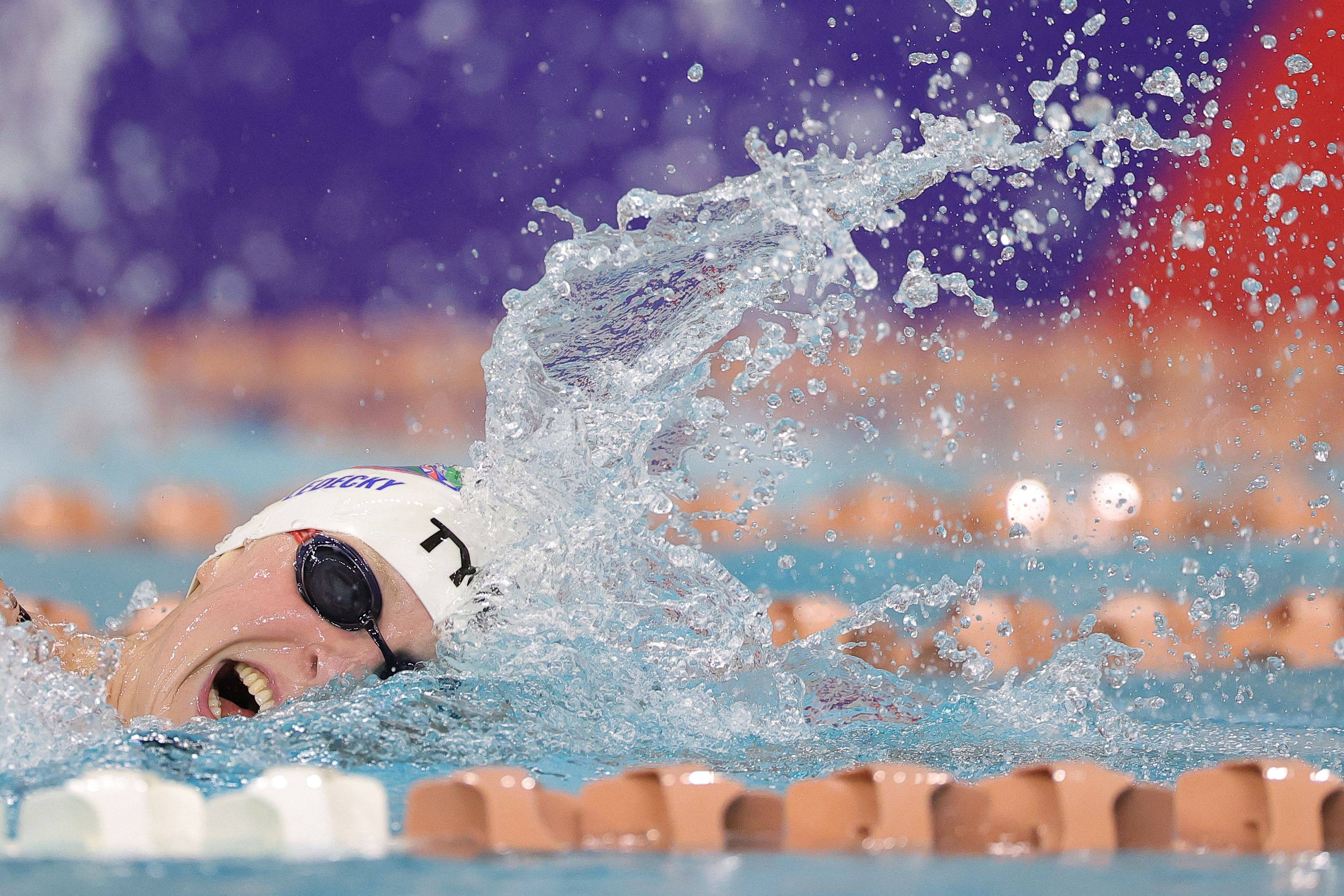 Katie Ledecky’s winning time in Austin, Texas on Wednesday did not threaten her world record. Photo: AFP