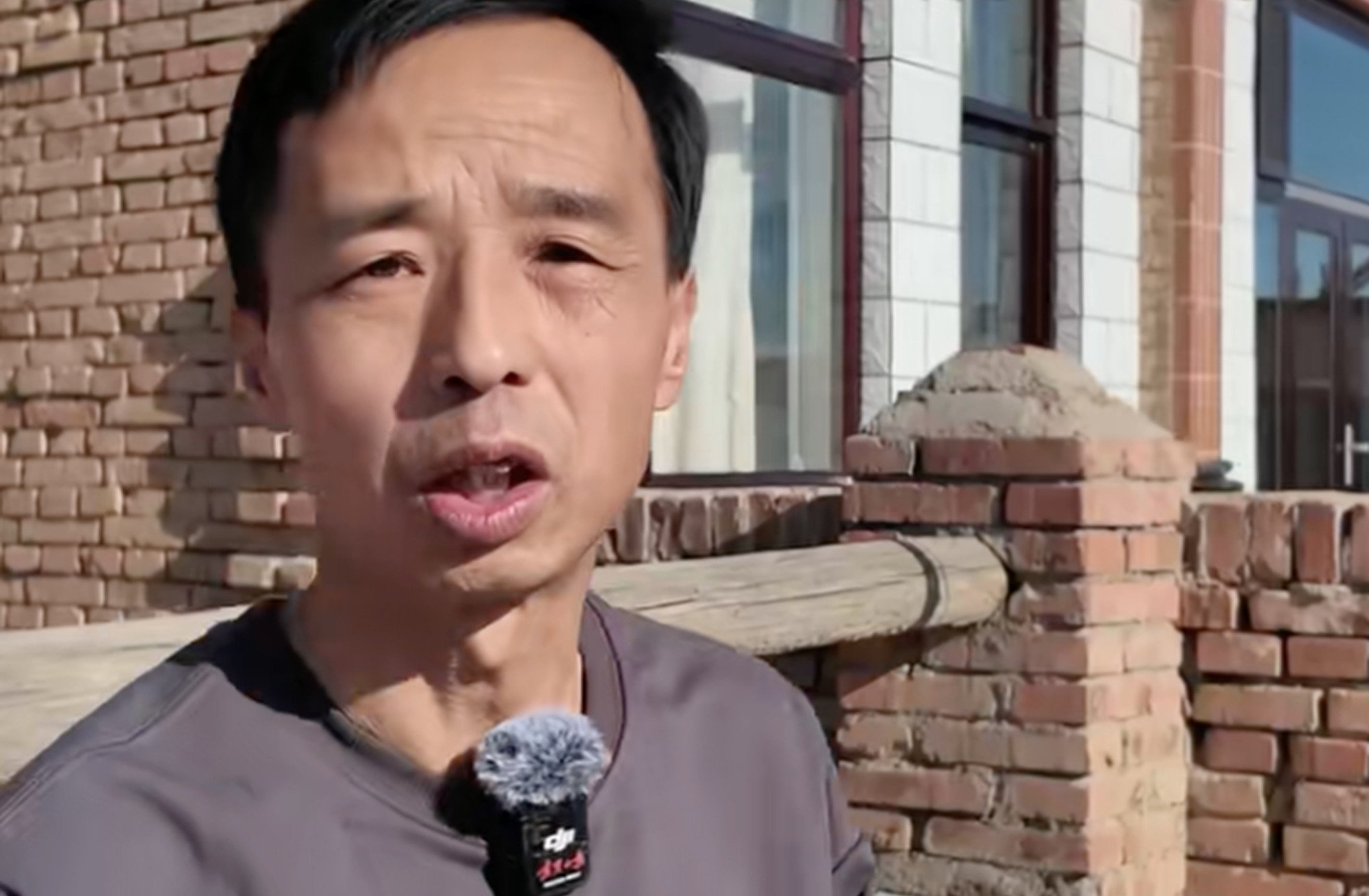 Jin Xiaolin, above, the farmer who owns the lamb, is adamant that he will not sell it. Photo: Douyin