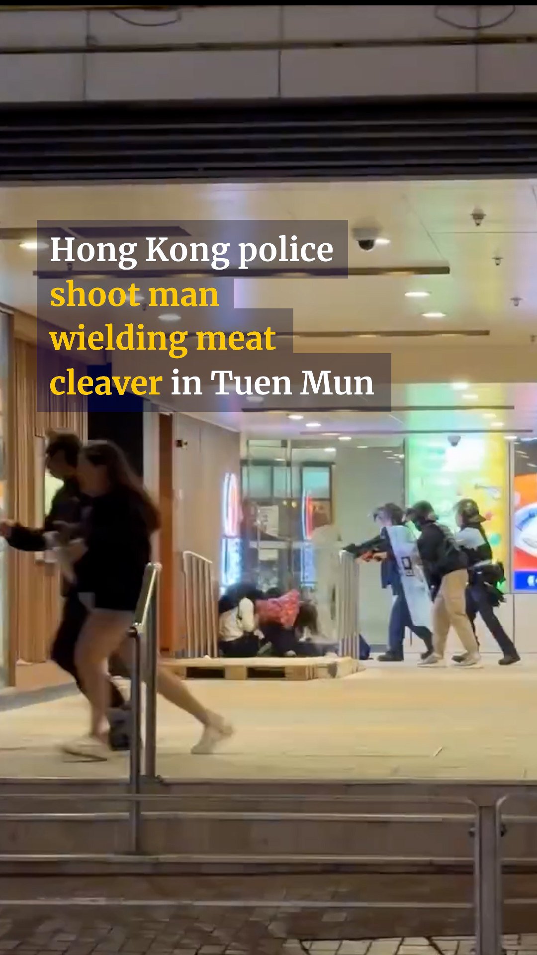Hong Kong police shoot man wielding meat cleaver in Tuen Mun