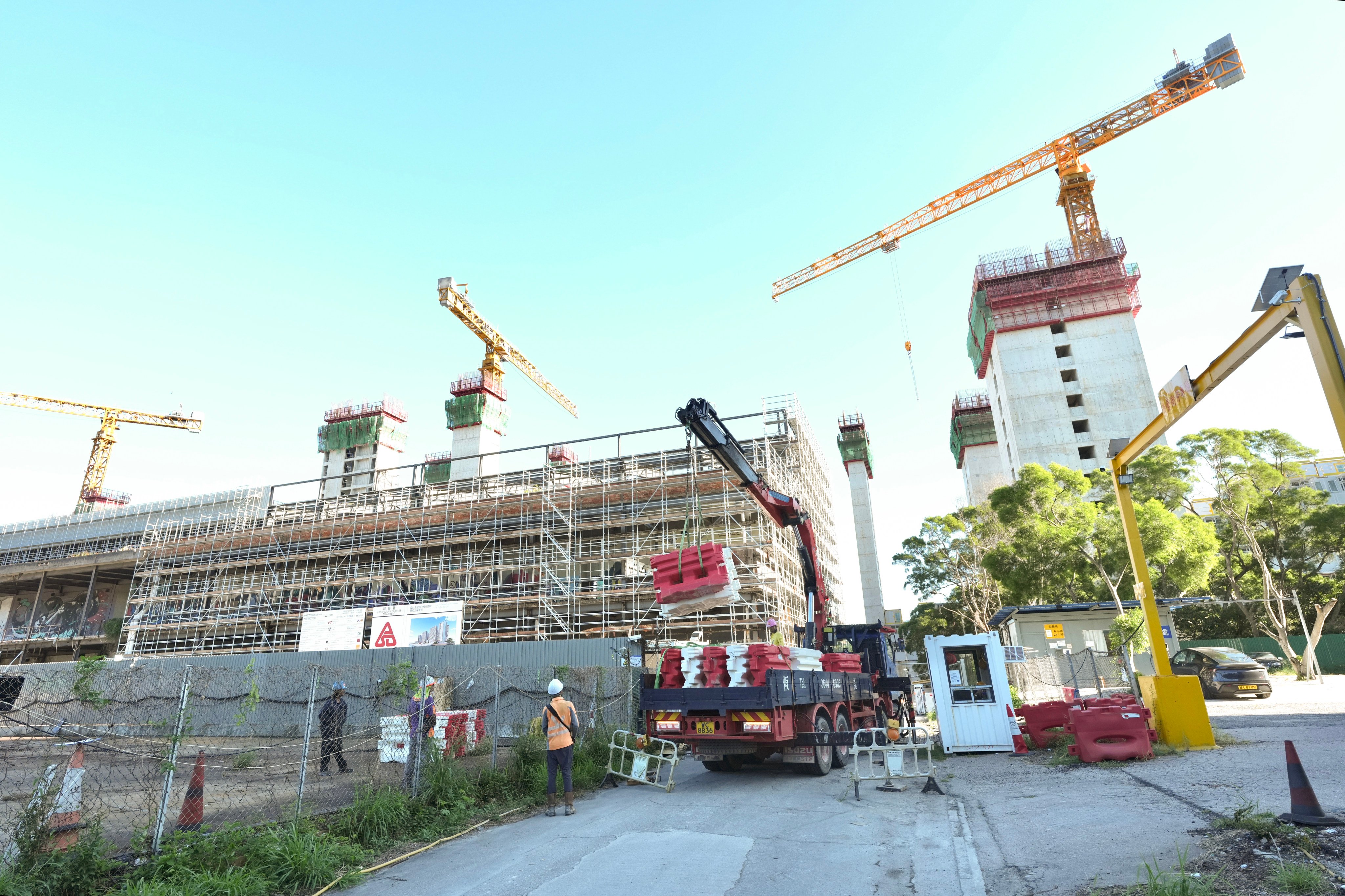 Screws cut short were found at a light public housing site in Siu Lam. Photo: Karma Lo