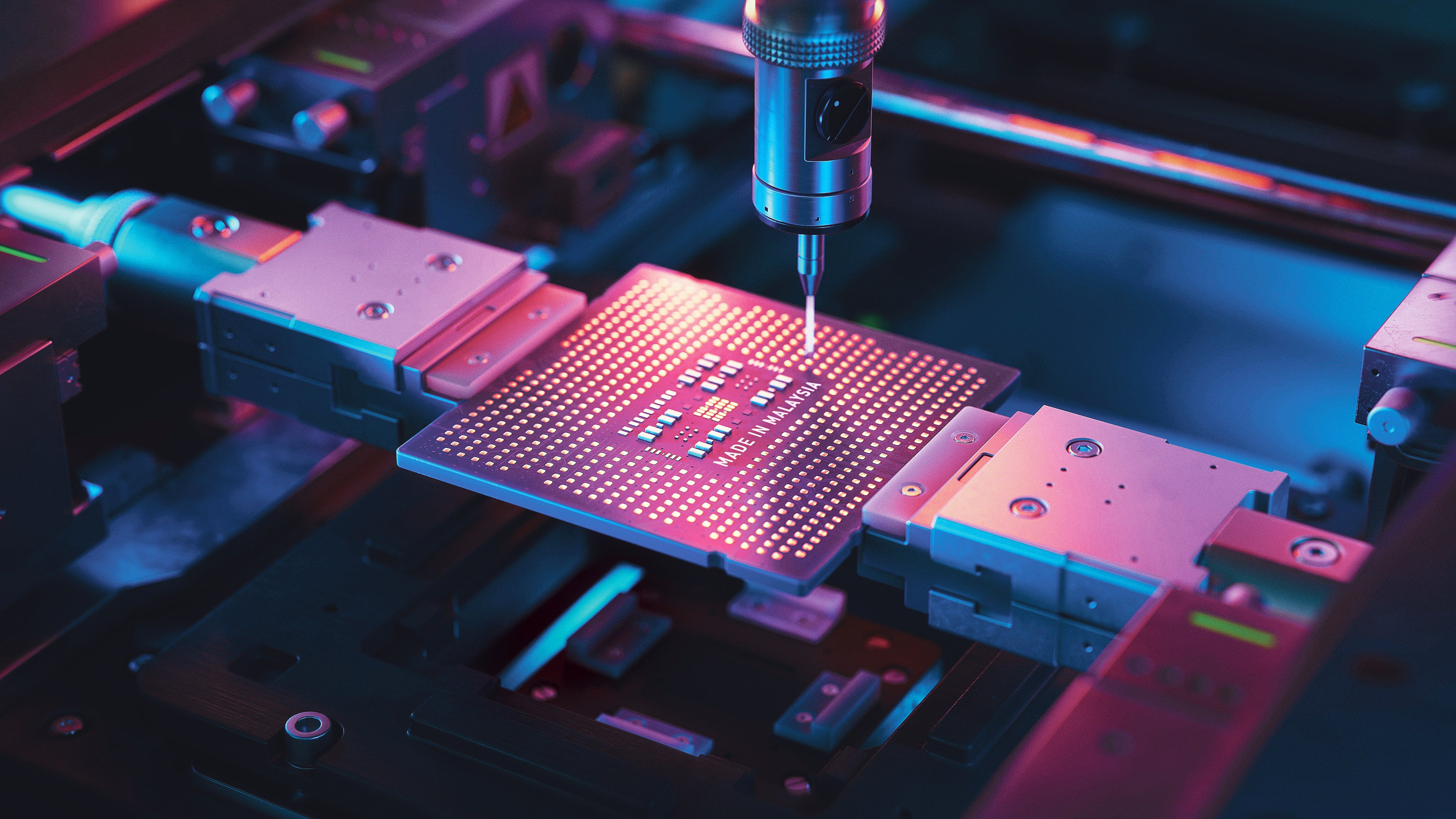 A semiconductor chip with “Made in Malaysia” on it. Electrical and electronics now account for 40 per cent of Malaysia’s exports. Photo: Shutterstock