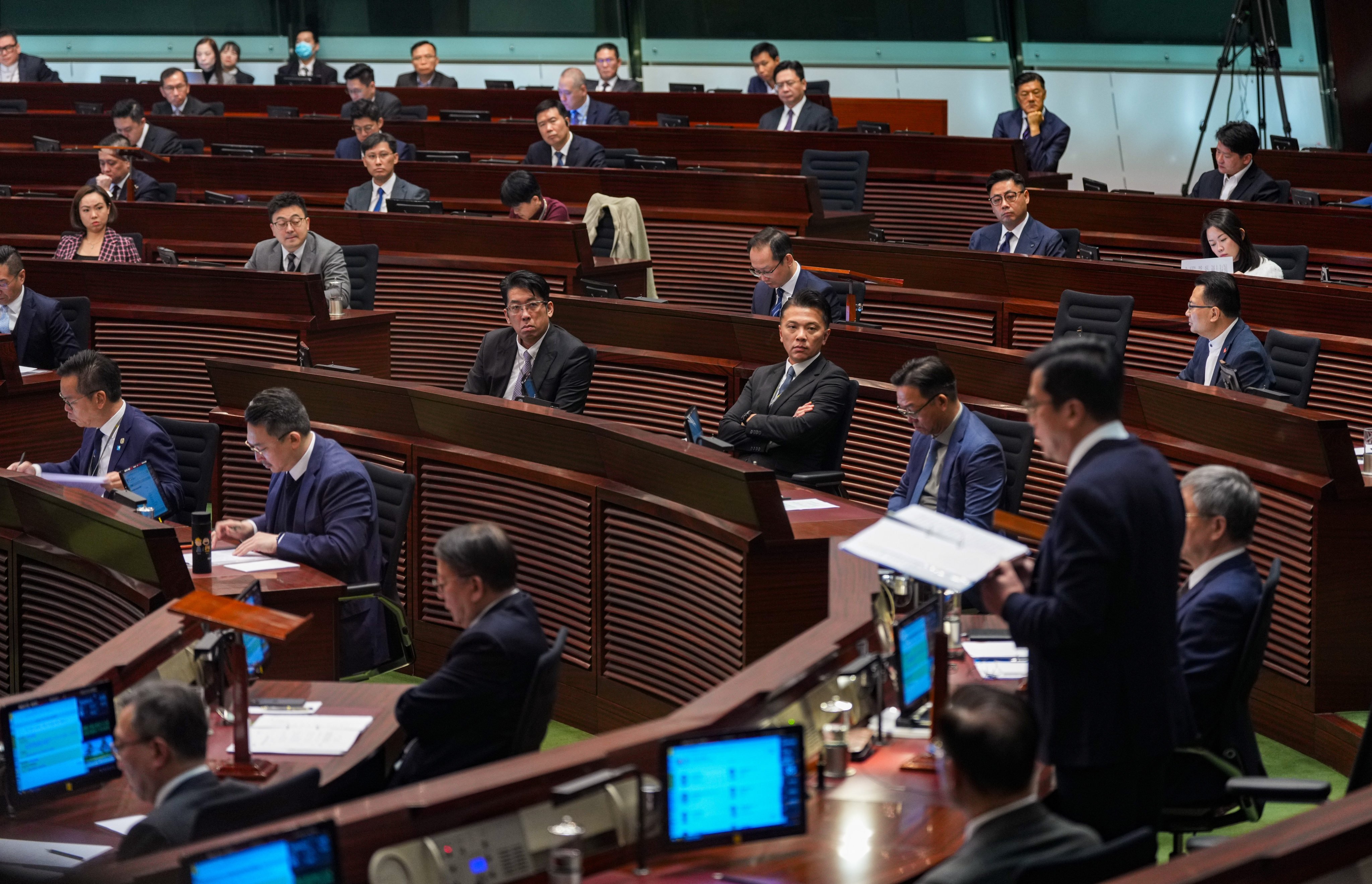 Lawmakers attend the first meeting of the 8th Legislative Council in Admiralty on January 14. Photo: Eugene Lee
