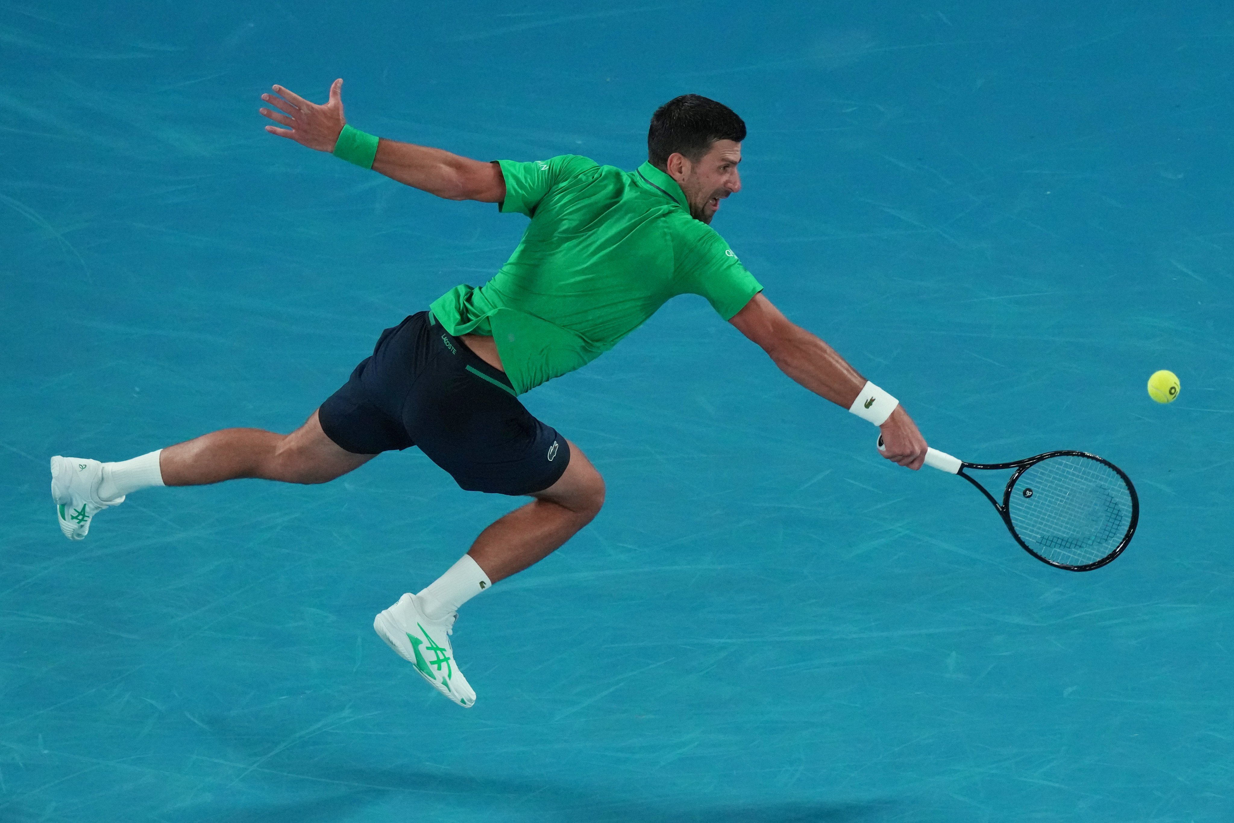 Serbia’s Novak Djokovic beat Pedro Martinez of Spain in straight sets on Monday. Photo: AP