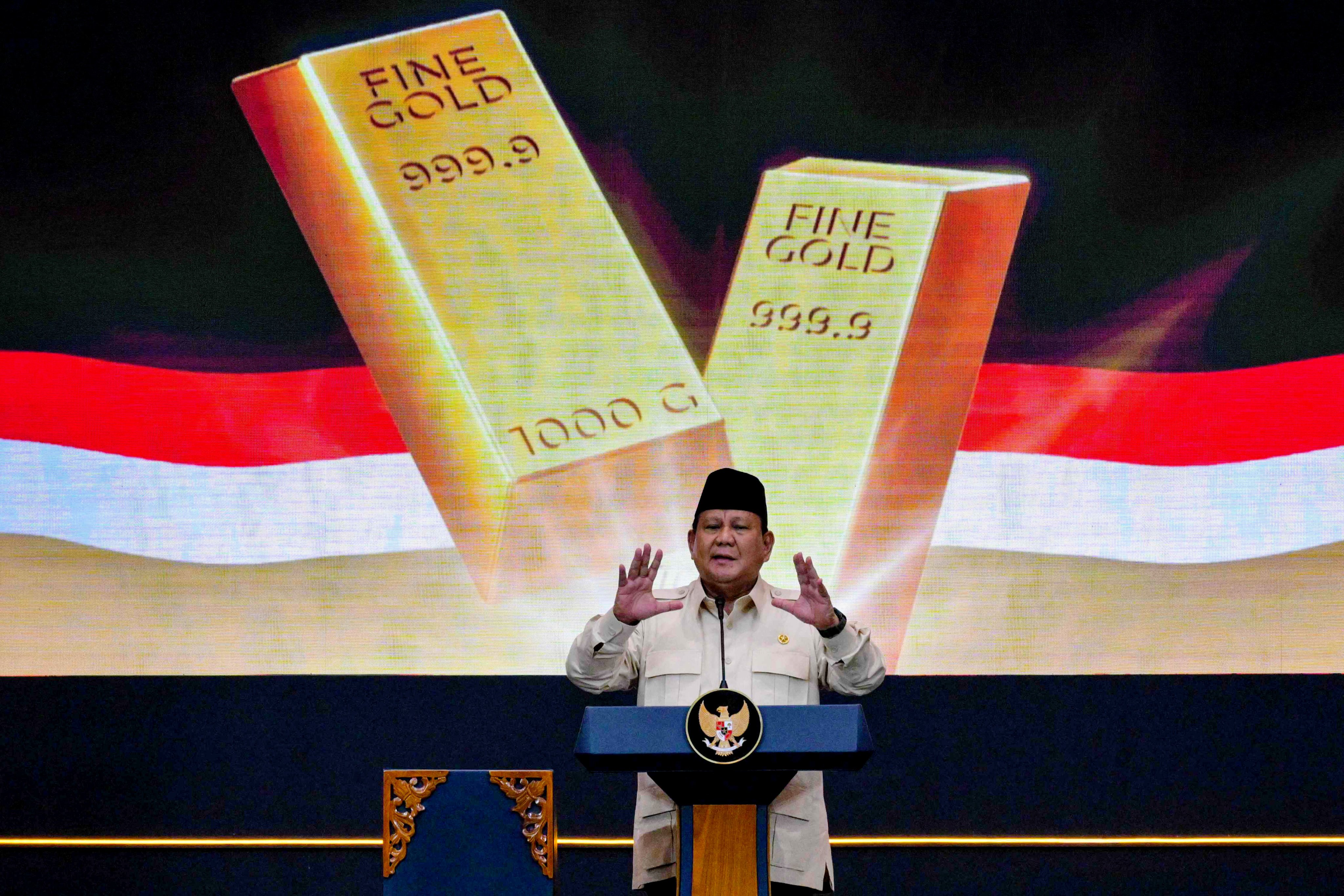 Indonesia’s President Prabowo Subianto delivers a speech in Jakarta on February 26, 2025. Photo: AFP