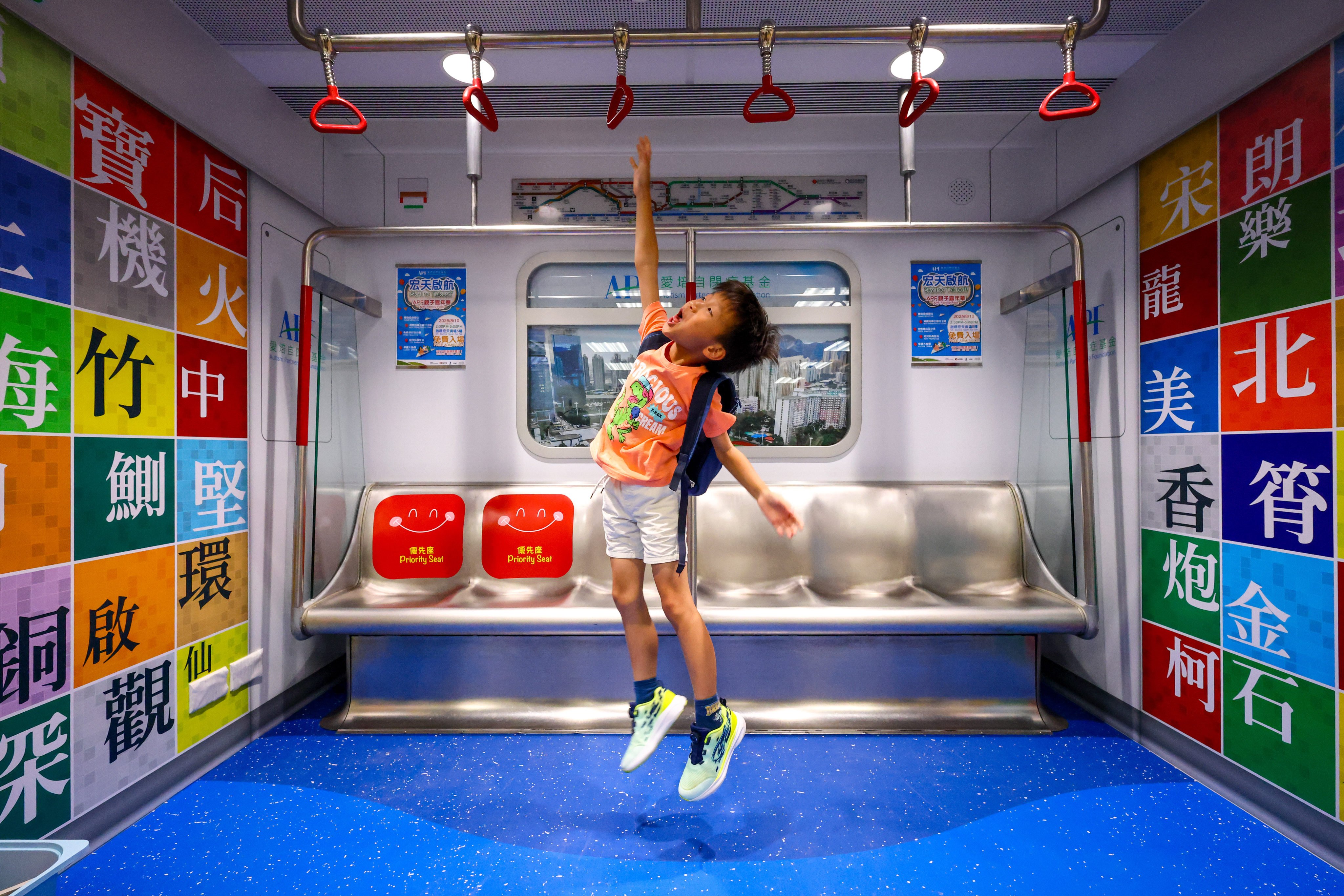 The Autism Partnership Foundation uses a retired MTR train to teach children how to ride on public transport. Photo: Dickson Lee