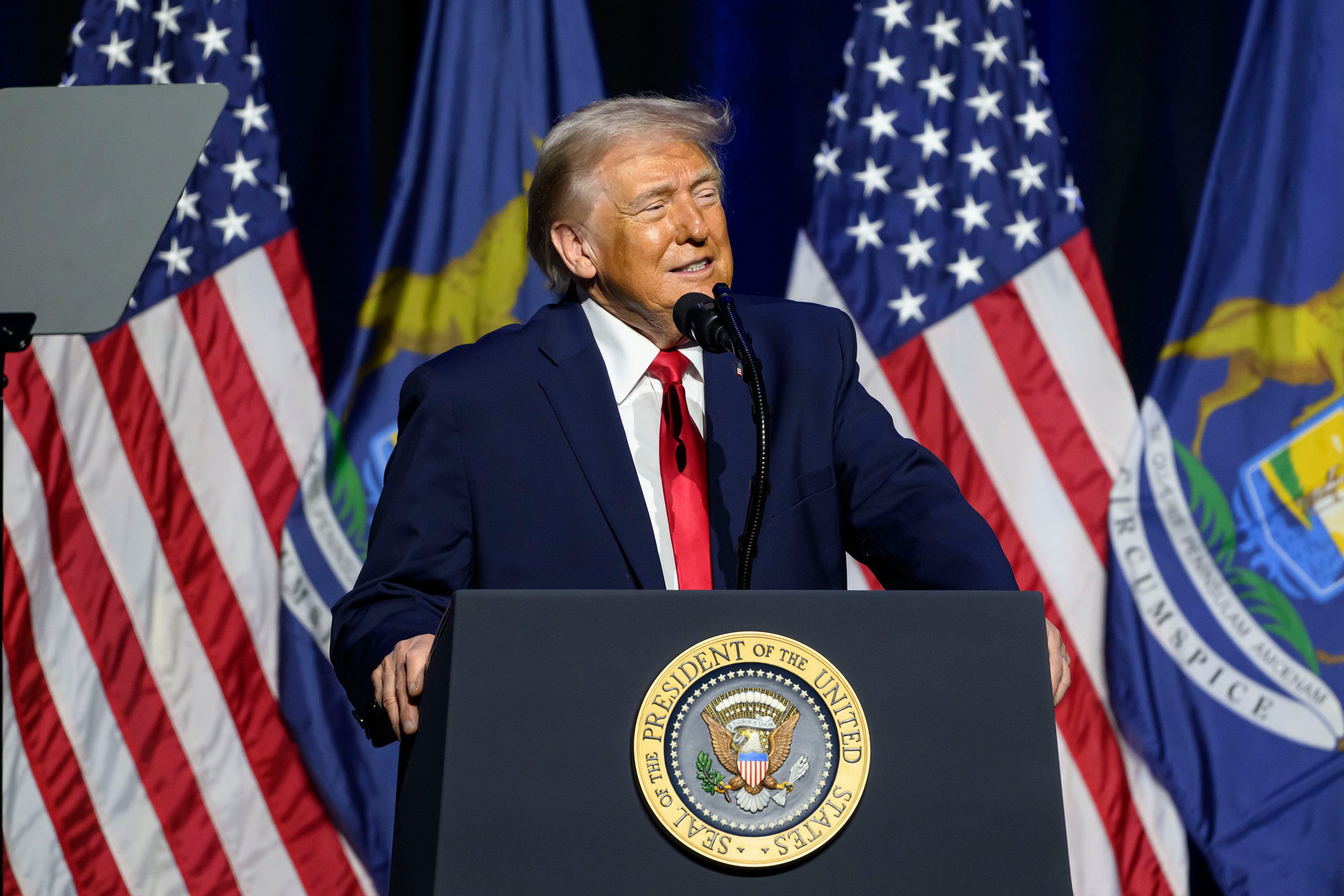 US President Donald Trump speaks during a meeting of the Detroit Economic Club on January 13. Photo: TNS