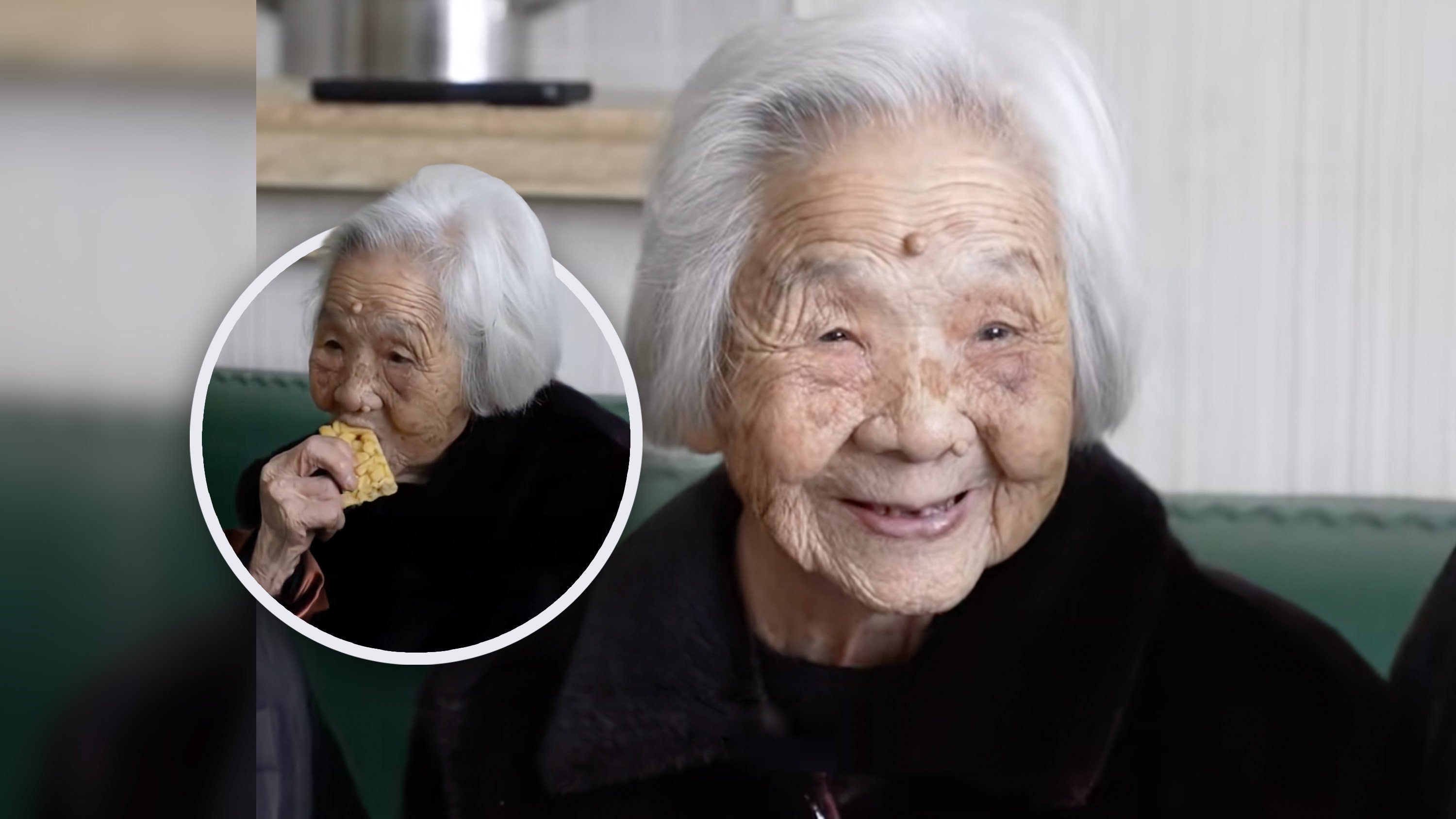 A 101-year-old Chinese grandmother shares her longevity secret – she stays up until 2am watching TV and enjoys snacks. Photo: SCMP composite/Douyin