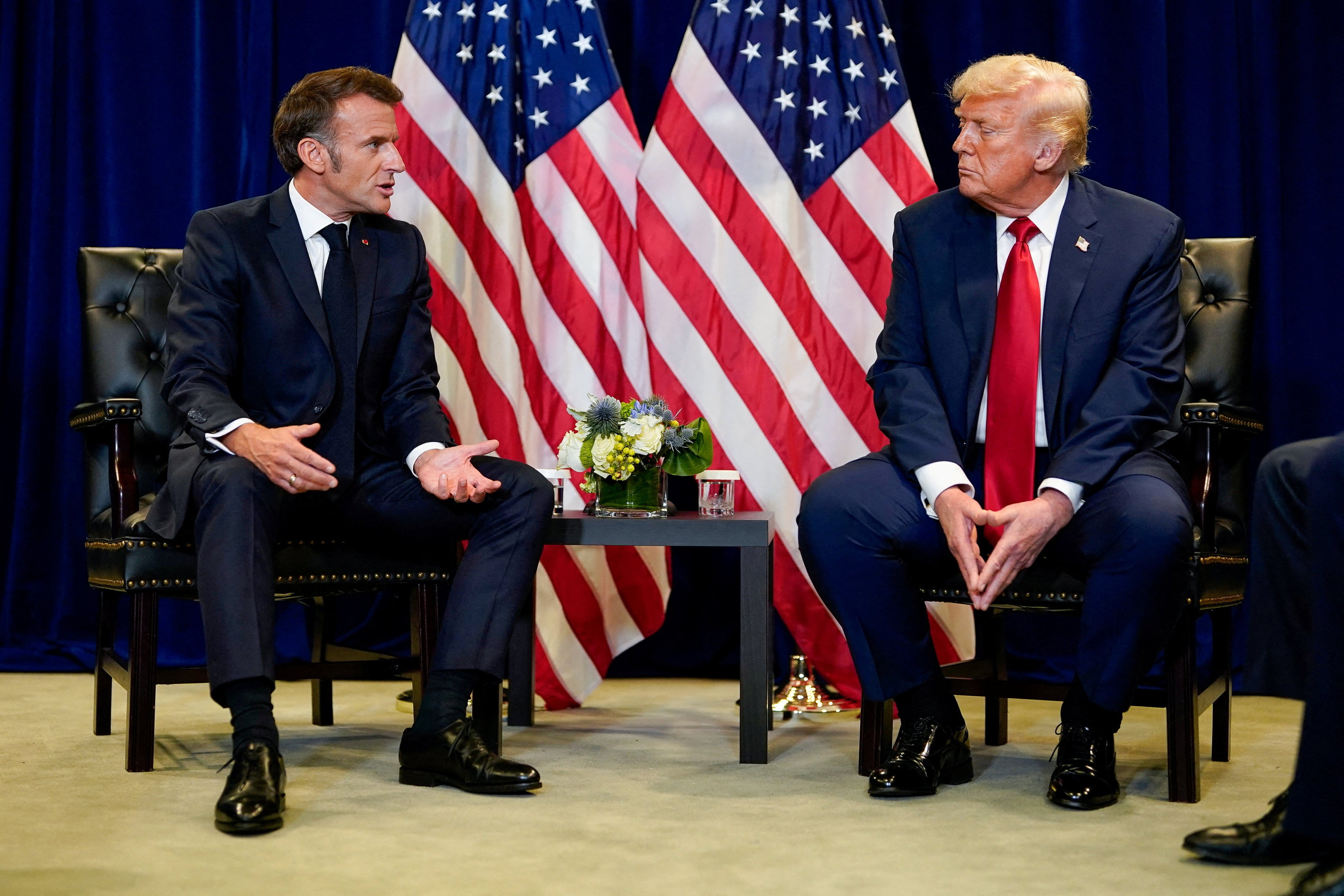 French President Emmanuel Macron, left, and US President Donald Trump. Photo: Reuters
