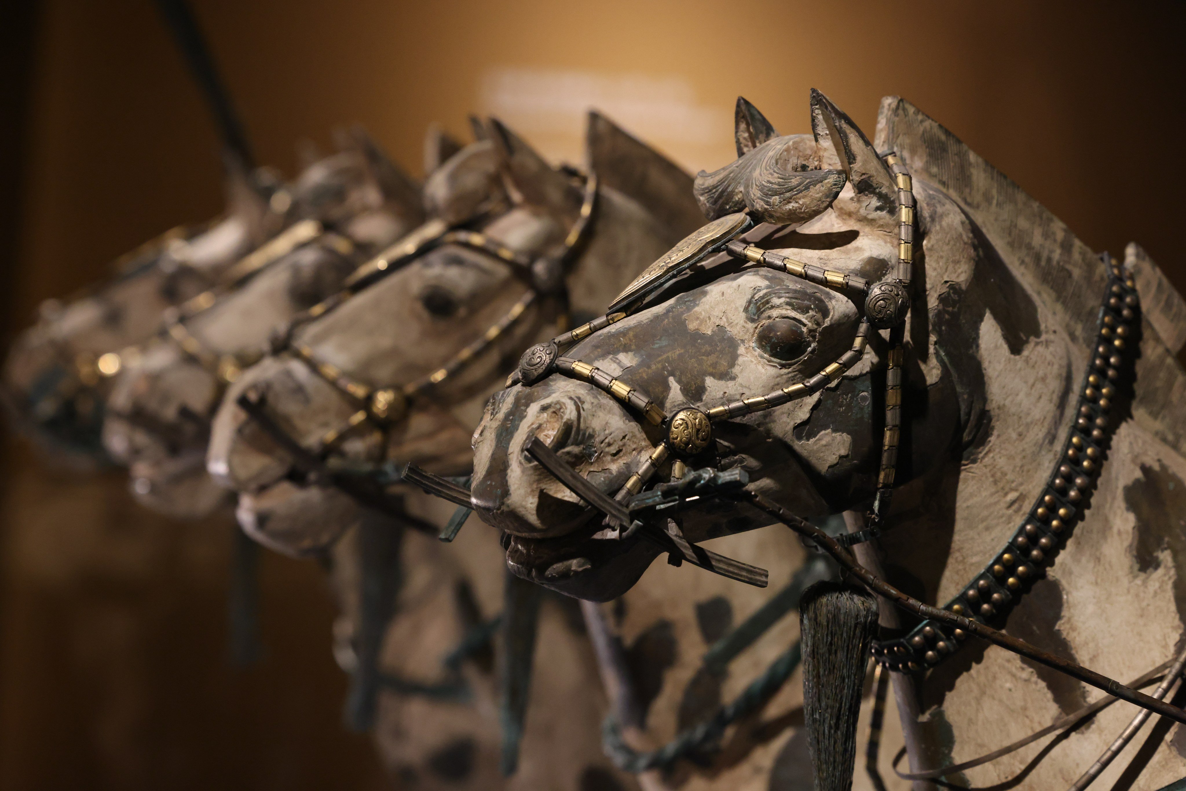 Horse models are seen at an exhibition titled “The Hong Kong Jockey Club Series: The Great Unity - Civilisation of the Qin and Han Dynasties in Shaanxi Province” at the Hong Kong Museum of History in Tsim Sha Tsui. China’s need for strong warhorses for its cavalry ranks drove the creation of the Silk Road trade network. Photo: Nora Tam