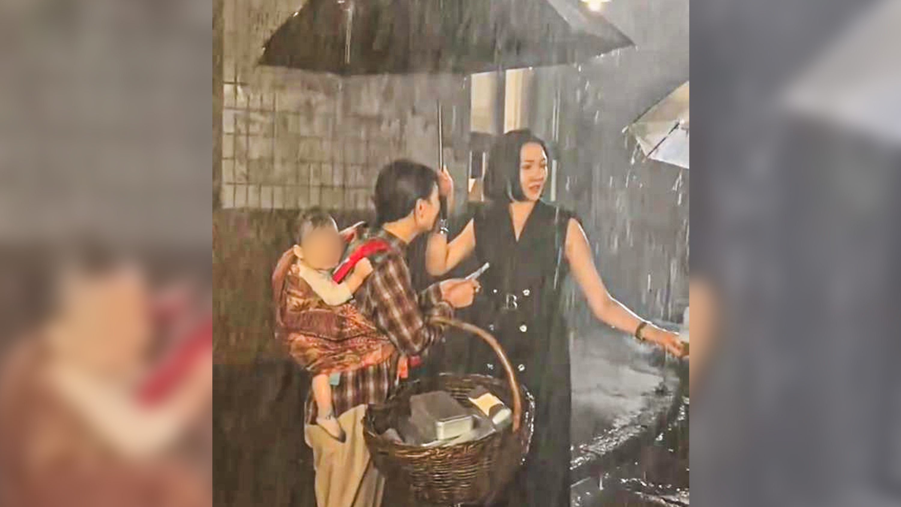 A miniseries production team in China has faced a backlash after it exposed an infant to heavy rain during filming instead of using a doll. Photo: Weibo