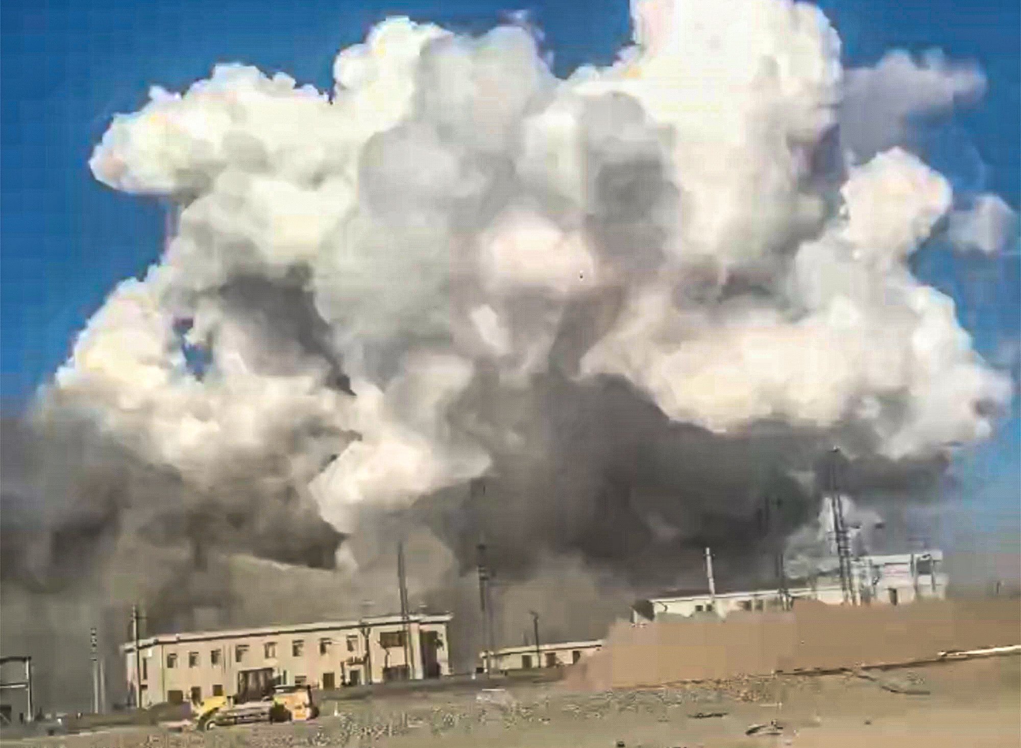 Smoke rises from the site of an explosion at a steel factory in Baotou, Inner Mongolia autonomous region in north China on Sunday. Photo: Xinhua via AP