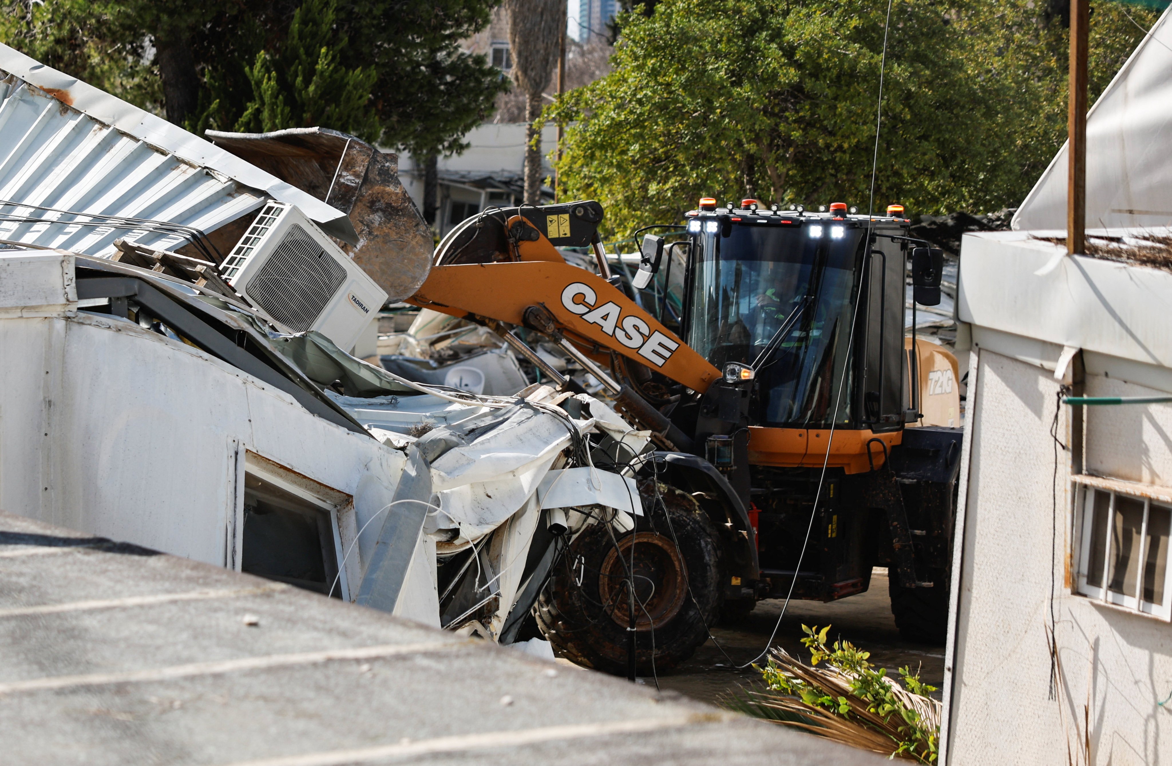 Heavy machinery operates as Israeli forces dismantle UNRWA headquarters in East Jerusalem on Tuesday. Photo: Reuters