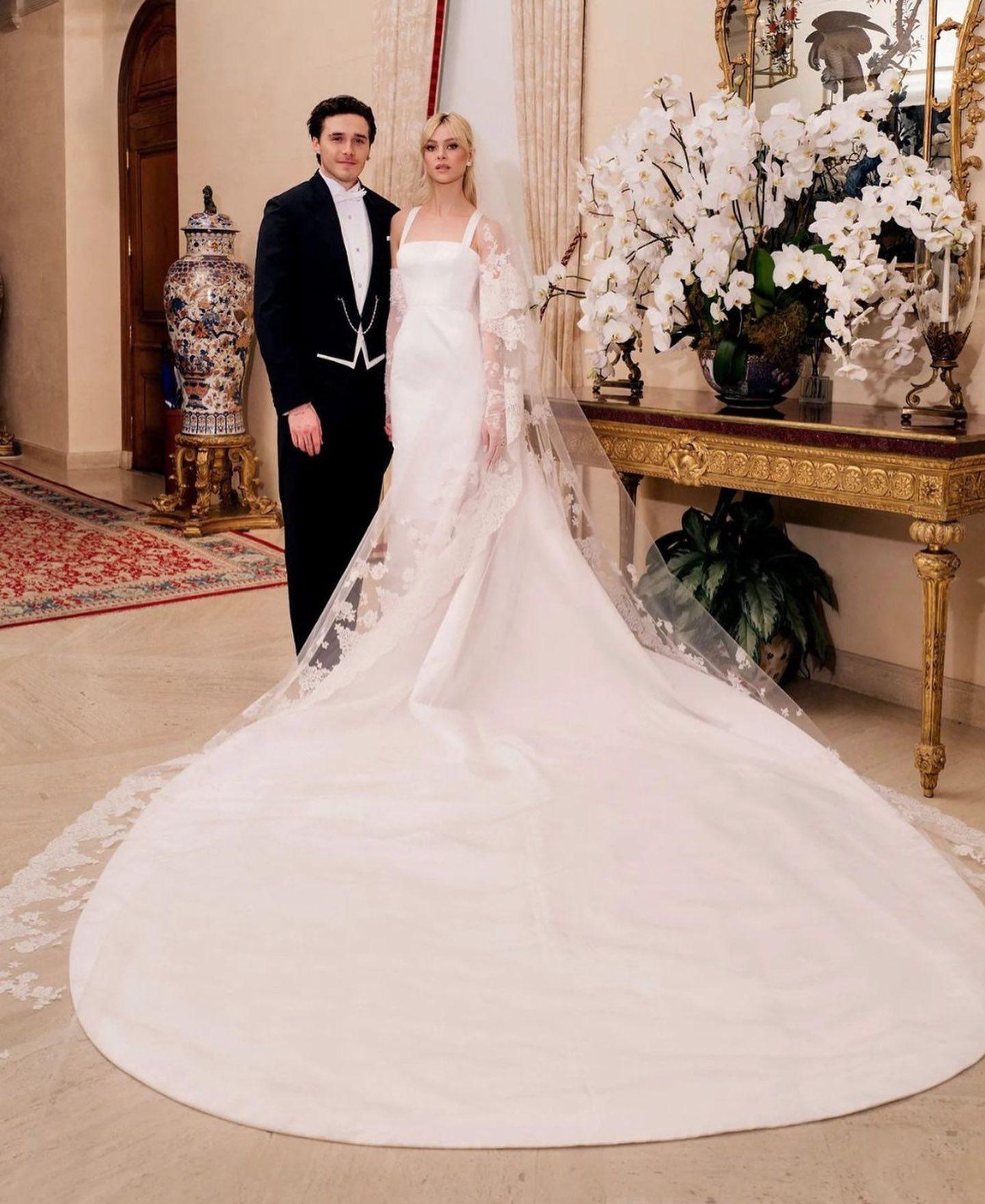 Nicola Peltz Beckham and Brooklyn Peltz Beckham  at their wedding in April, 2022. Photo: @kateleemakeup/Instagram