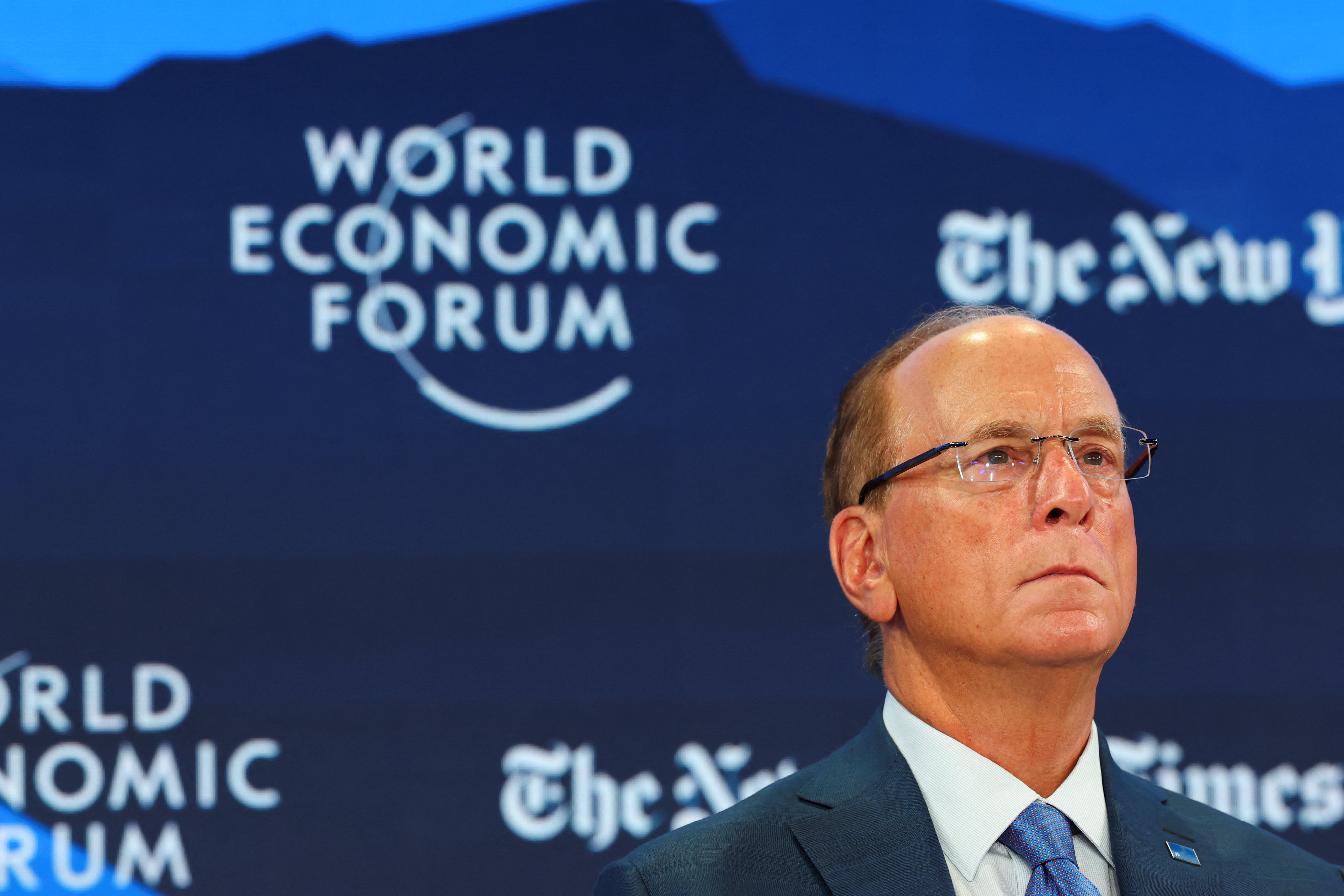 Chairman and CEO of BlackRock, Larry Fink, attends the 56th annual World Economic Forum meeting in Davos, Switzerland on Wednesday. Photo: Reuters