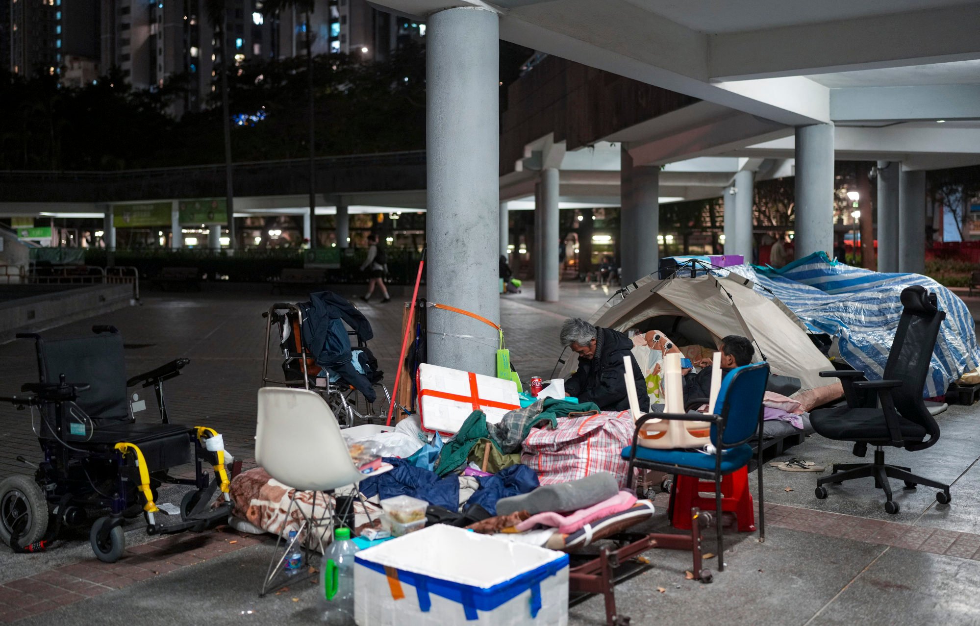 Homeless people in Tung Chau Street Park. Photo: Sam Tsang