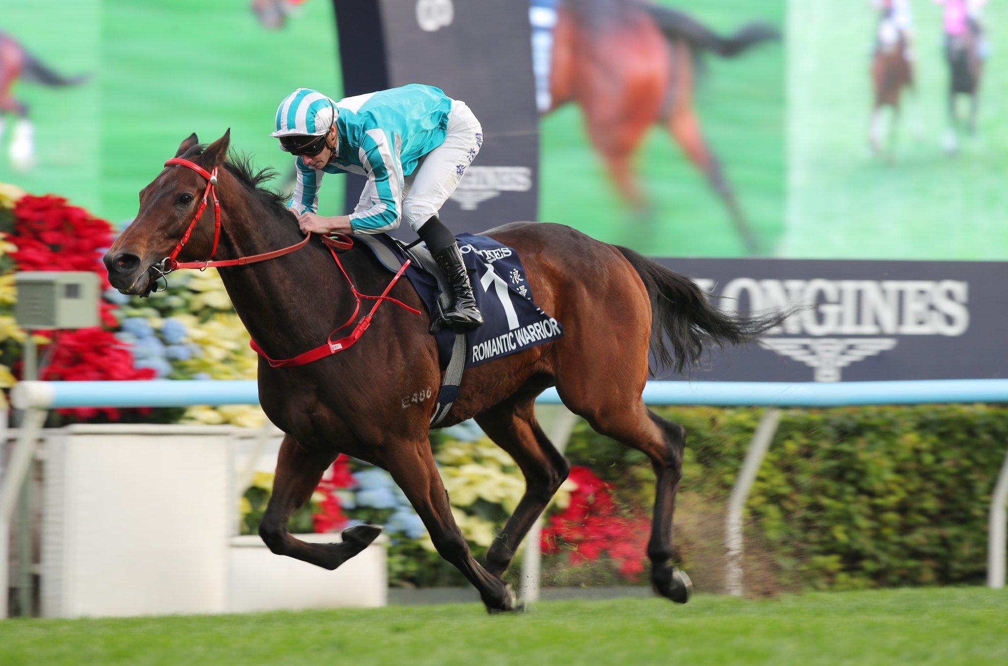 James McDonald boots home Romantic Warrior in last month’s Hong Kong Cup. James McDonald boots home Romantic Warrior in last month’s Hong Kong Cup.
