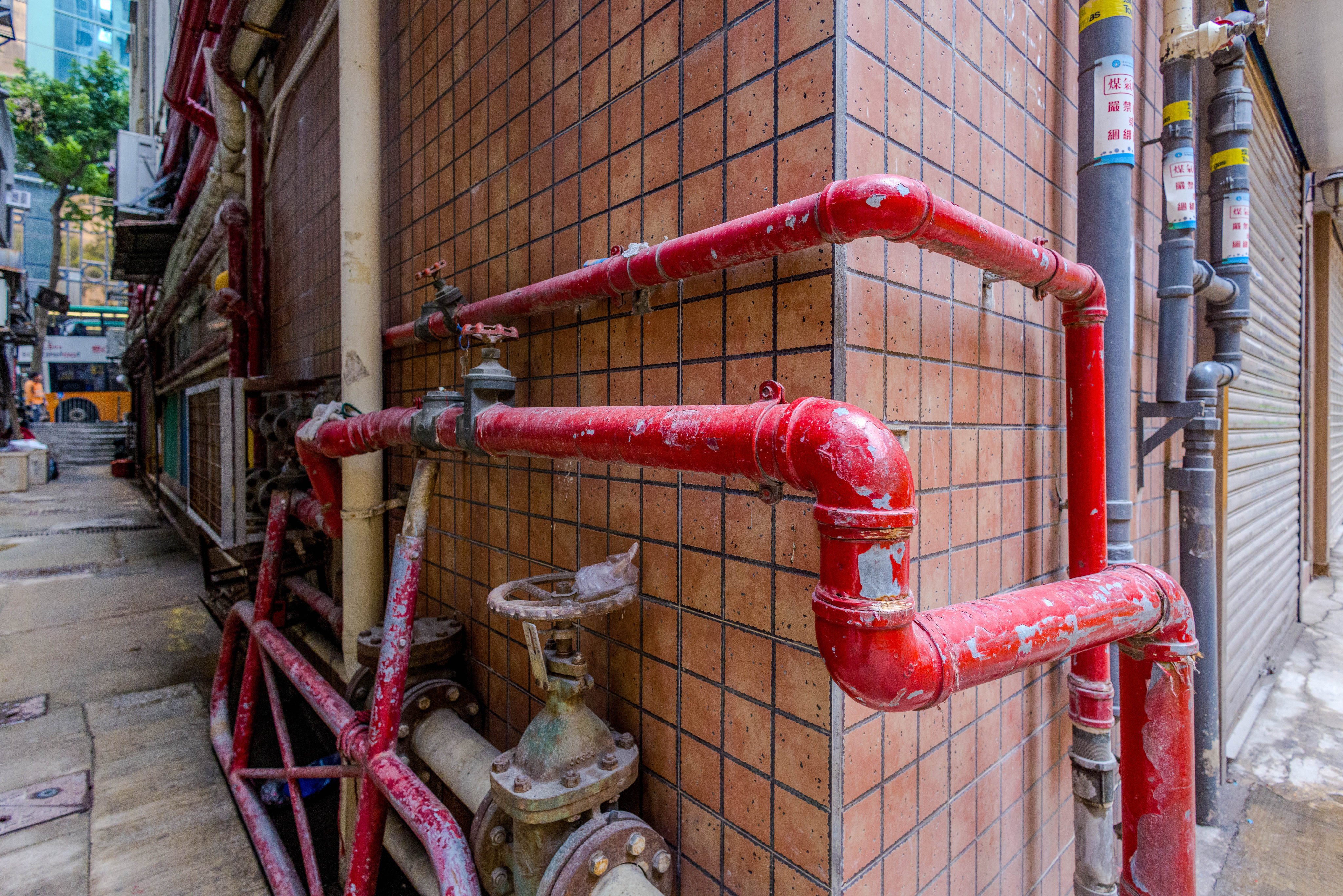 A fire service installation around a building in Sai Ying Pun on December 3. Photo: Dickson Lee