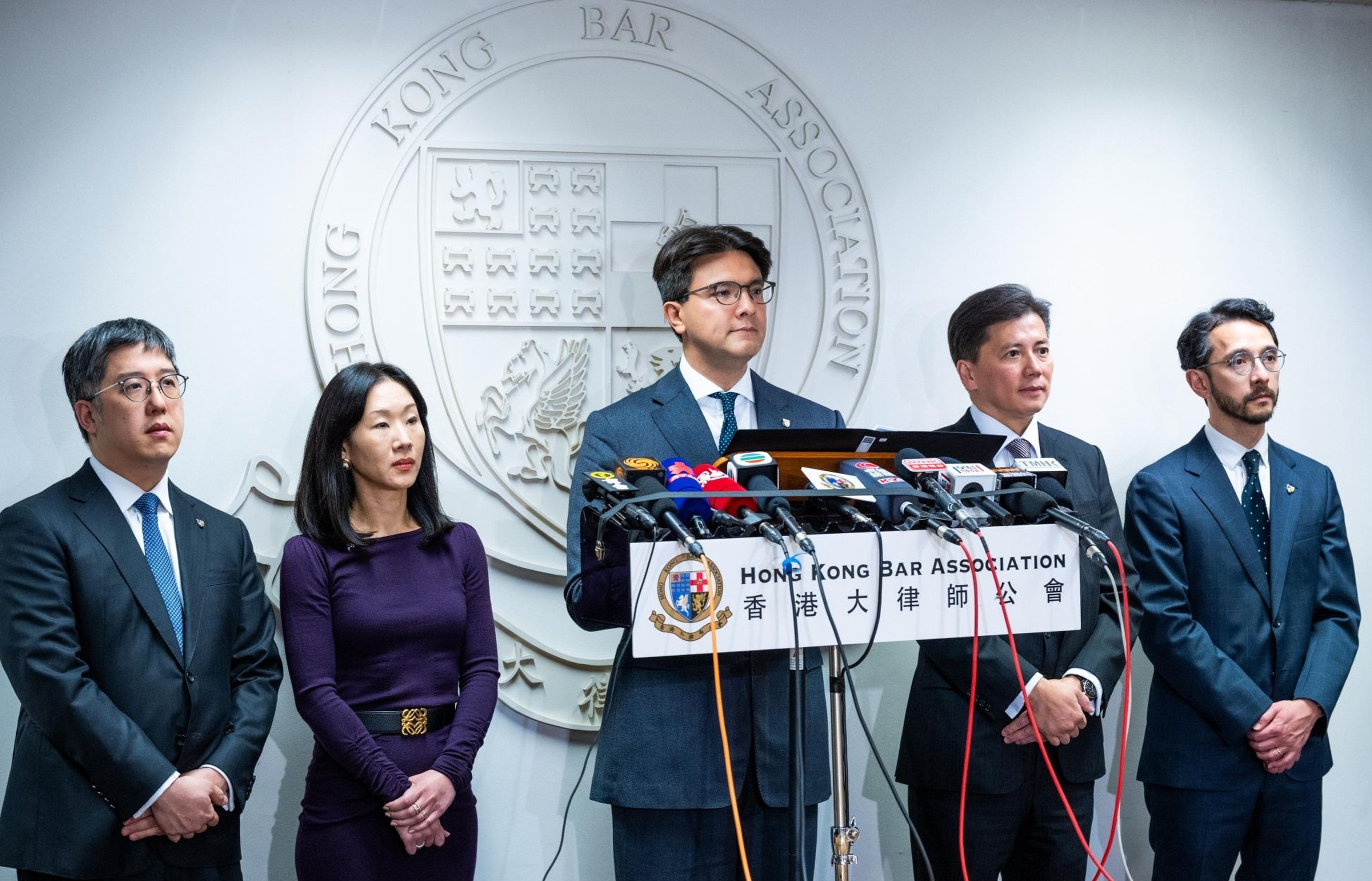 Jose-Antonio Maurellet (centre), chairman of the Hong Kong Bar Association, has said that amid heightened geopolitical tensions, national security cases in particular have drawn attention, queries and even criticism in recent years. Photo: Handout